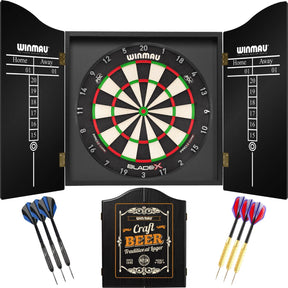 Winmau - Blade X Dartboard & Cabinet Ready to Play Bundle - Craft Beer