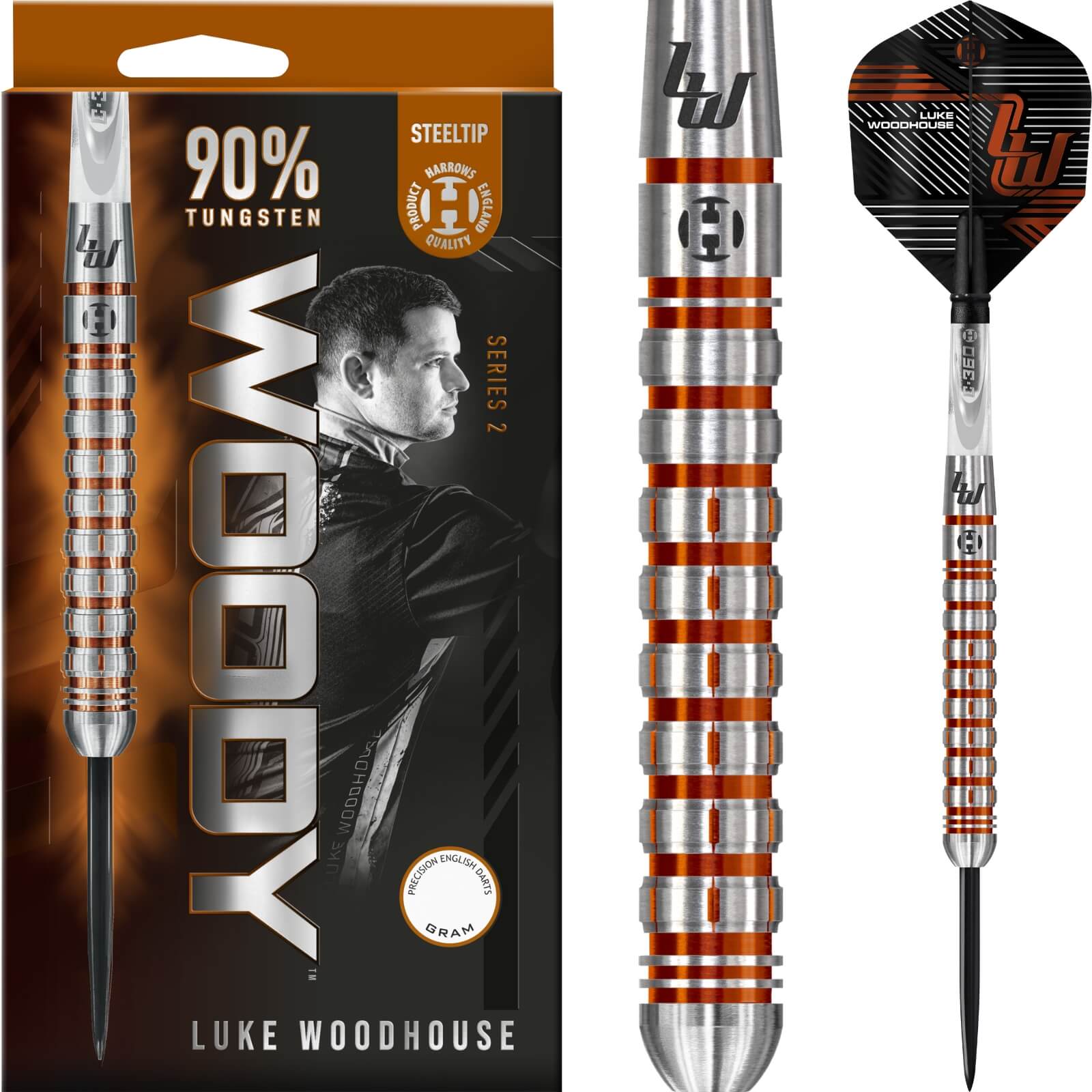 Darts - Harrows - Luke Woodhouse Series 2 Darts - Steel Tip - 90% Tungsten - 21g 23g 25g