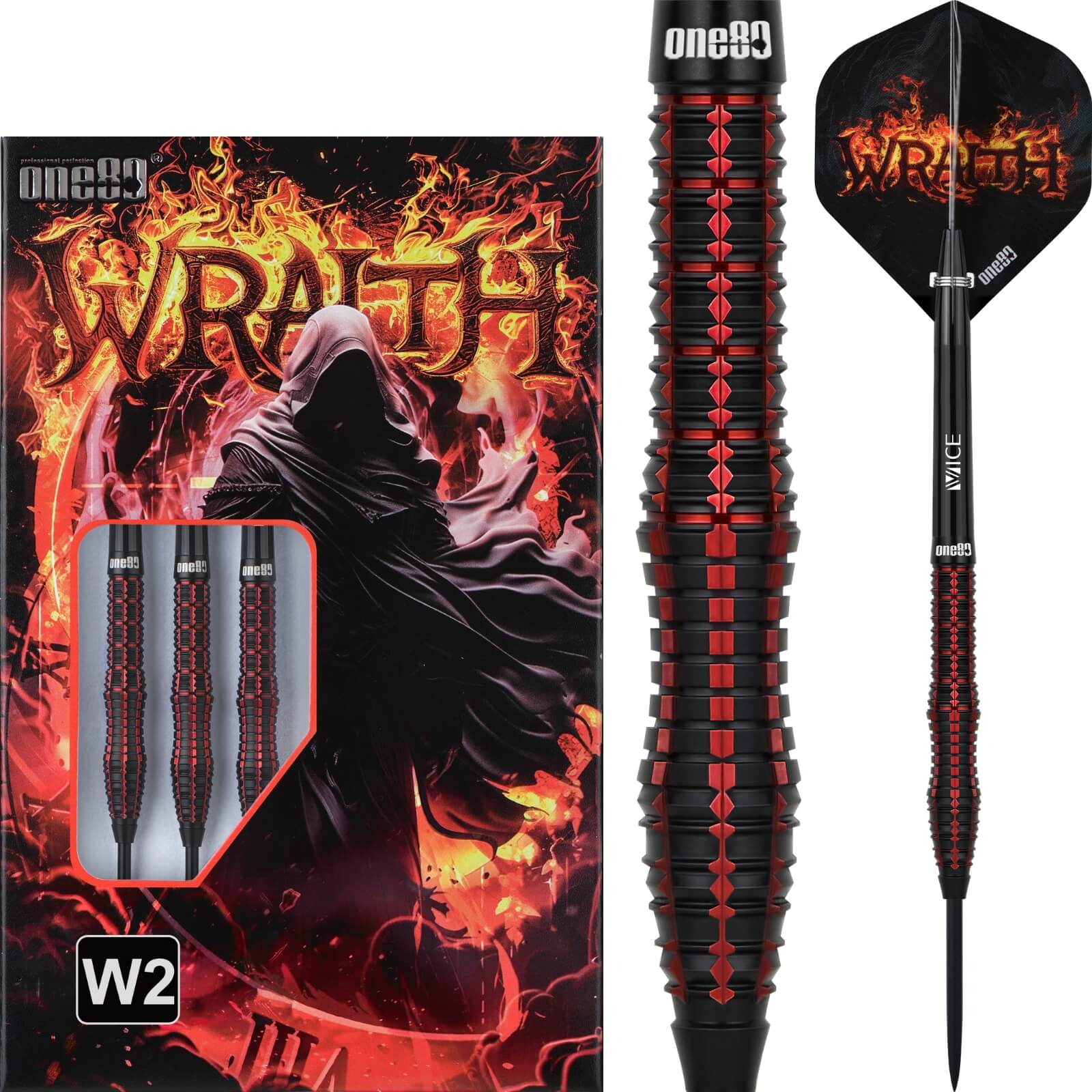 Darts - One80 - Wraith W2 Darts - Steel Tip - 90% Tungsten - 22g 24g