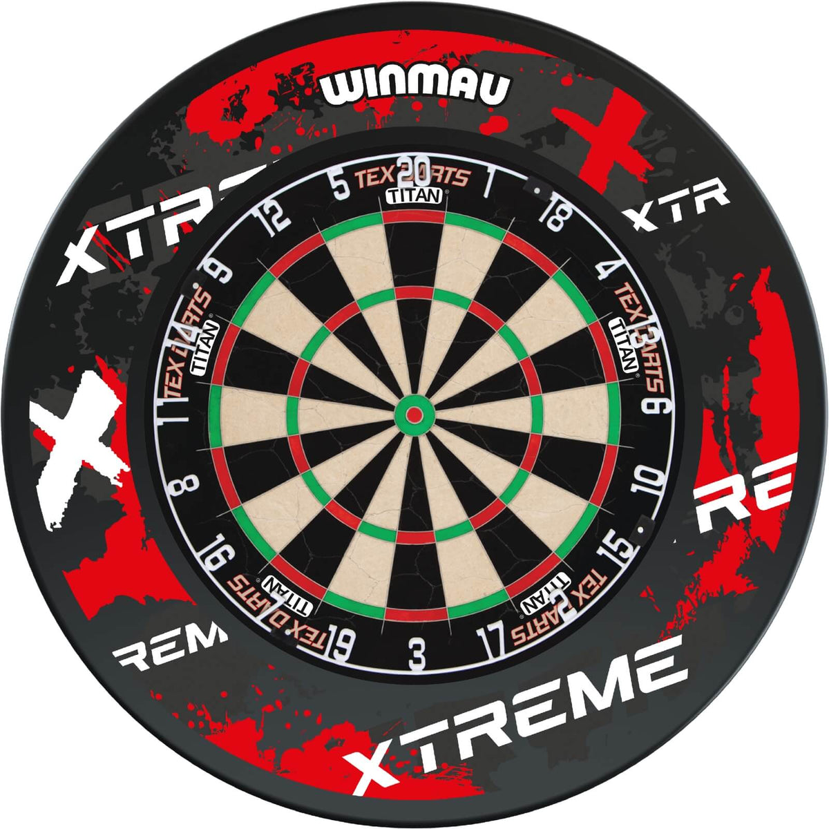 Surrounds &amp; Dartboards - Winmau - Xtreme Red Dartboard Surround &amp; Dartboard Bundle - Choose Your Board Tex Darts - Titan
