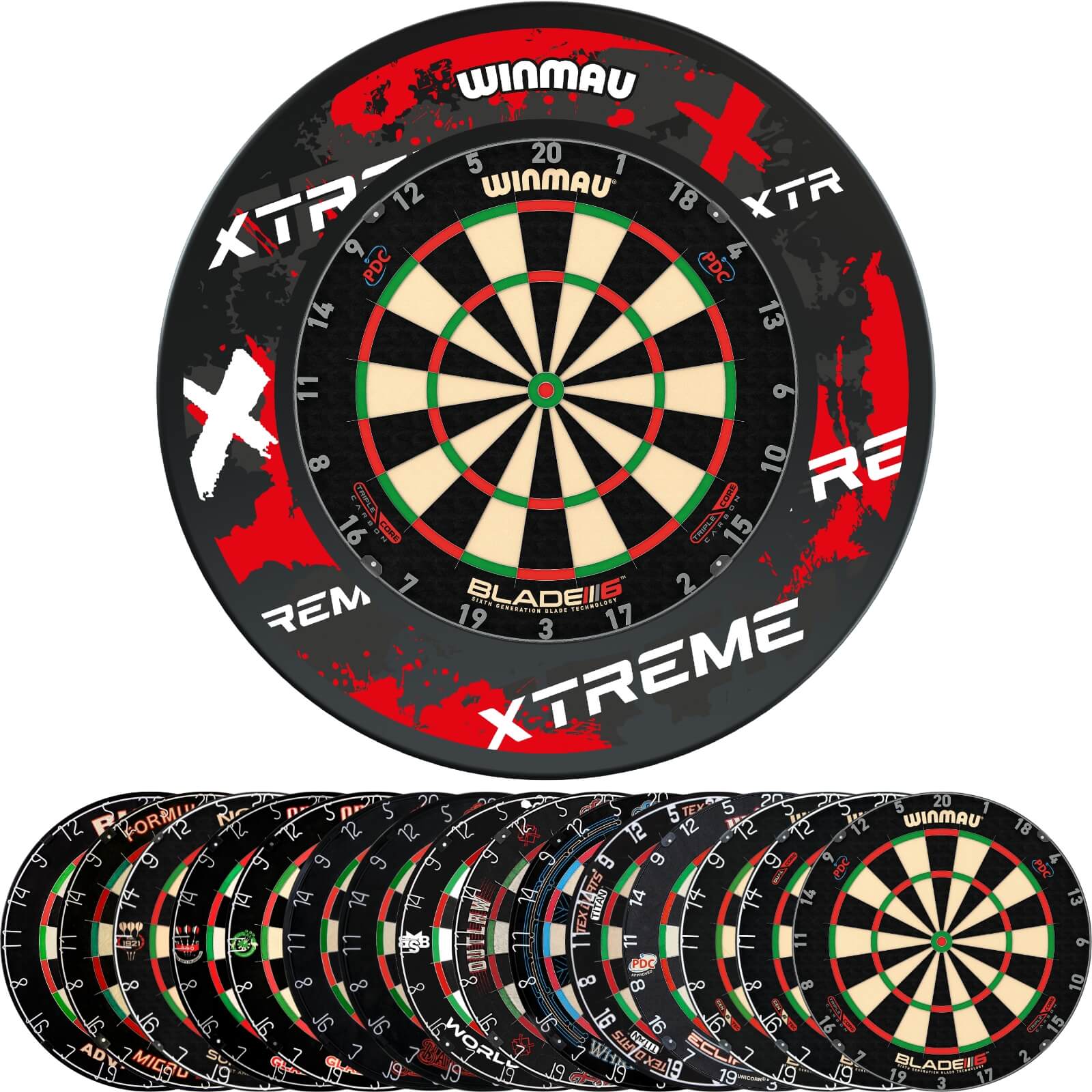 Surrounds & Dartboards - Winmau - Xtreme Red Dartboard Surround & Dartboard Bundle - Choose Your Board 