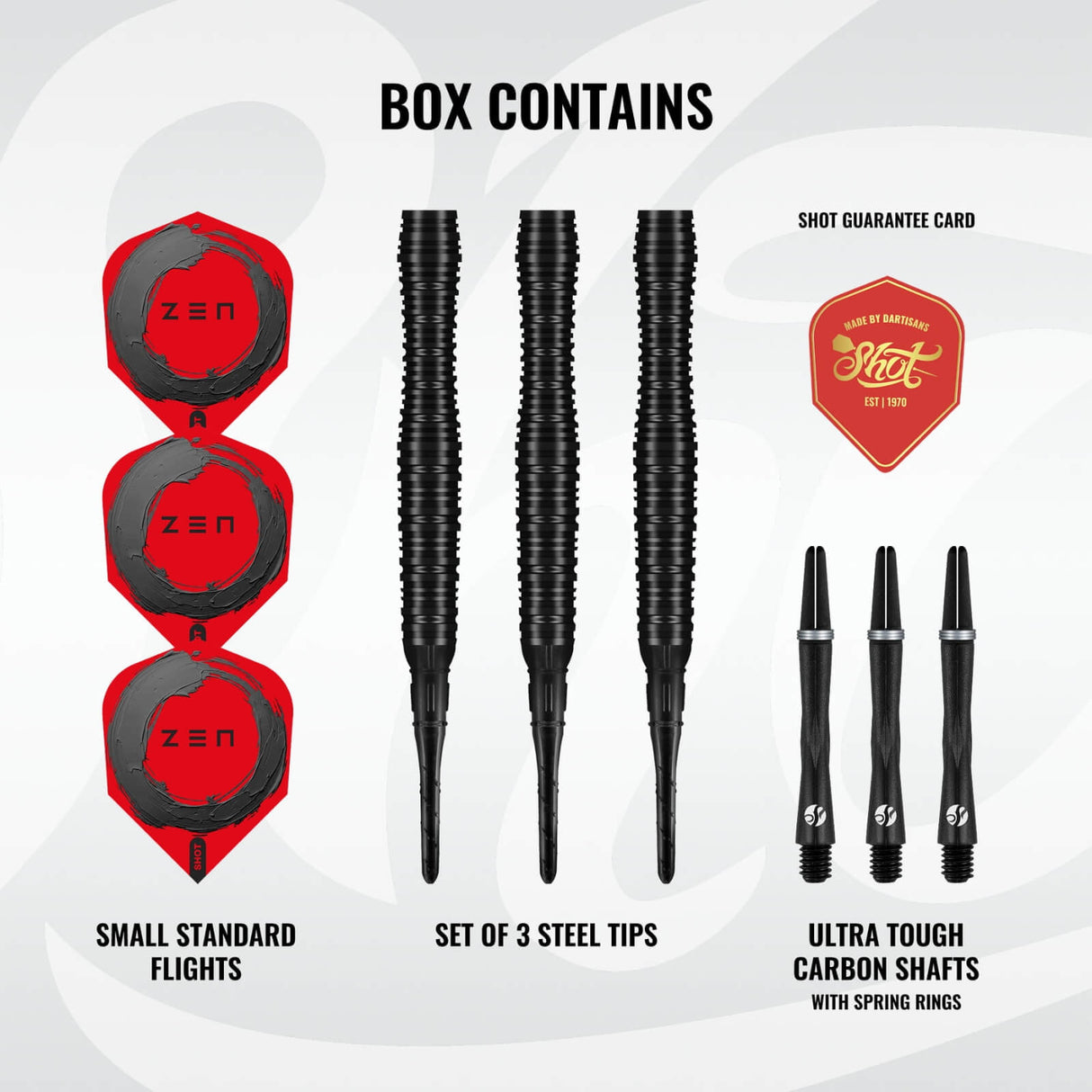 Shot - Zen Scallop Darts - Soft Tip - 90% Tungsten - 20g