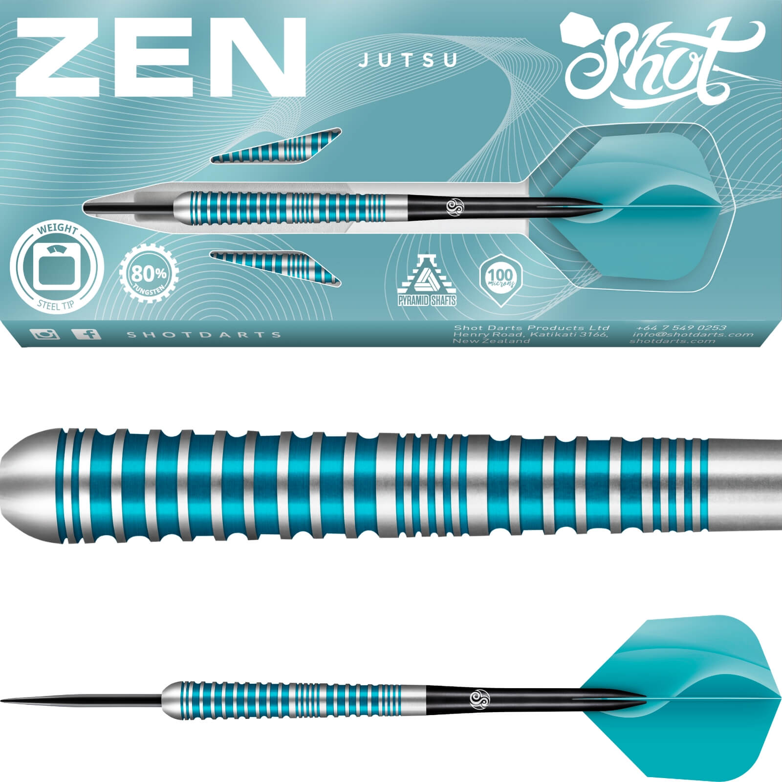 Darts - Shot - Zen Jutsu 2.0 Darts - Steel Tip - 80% Tungsten - 23g 24g 25g 