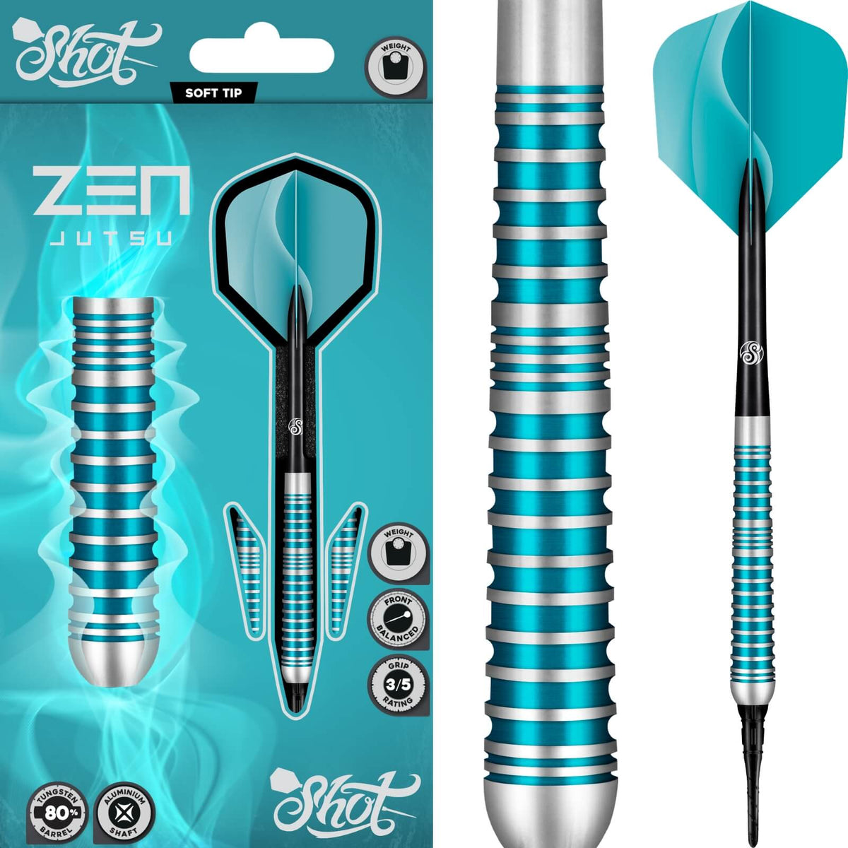 Shot - Zen Jutsu 2.0 Darts - Soft Tip - 80% Tungsten - 18g 20g