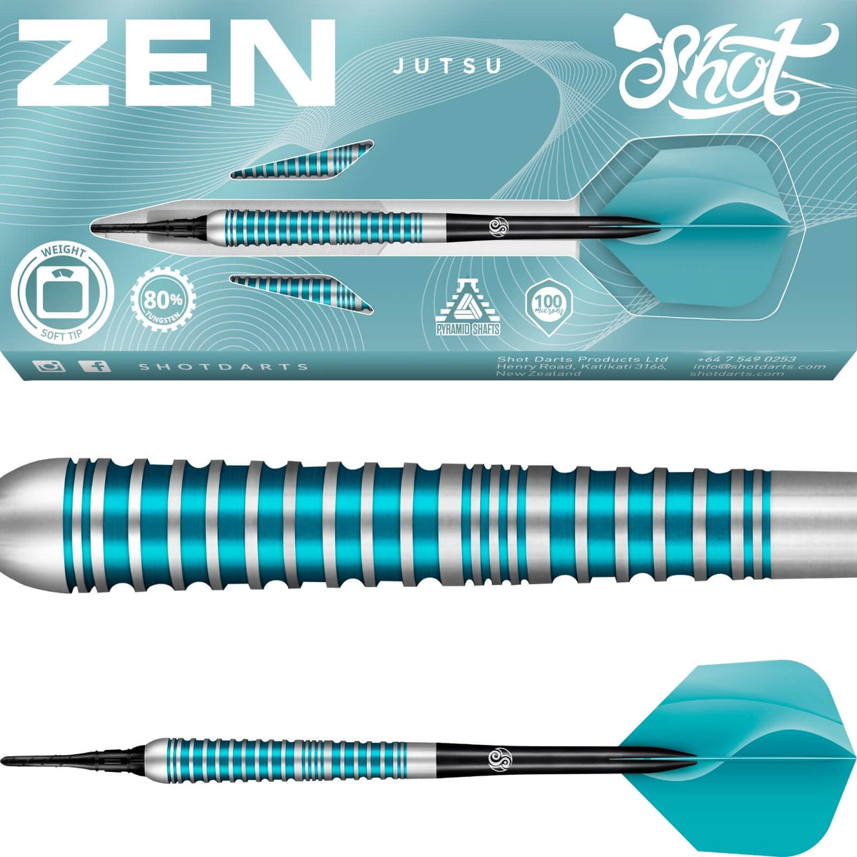 Darts - Shot - Zen Jutsu 2.0 Darts - Soft Tip - 80% Tungsten - 18g 20g