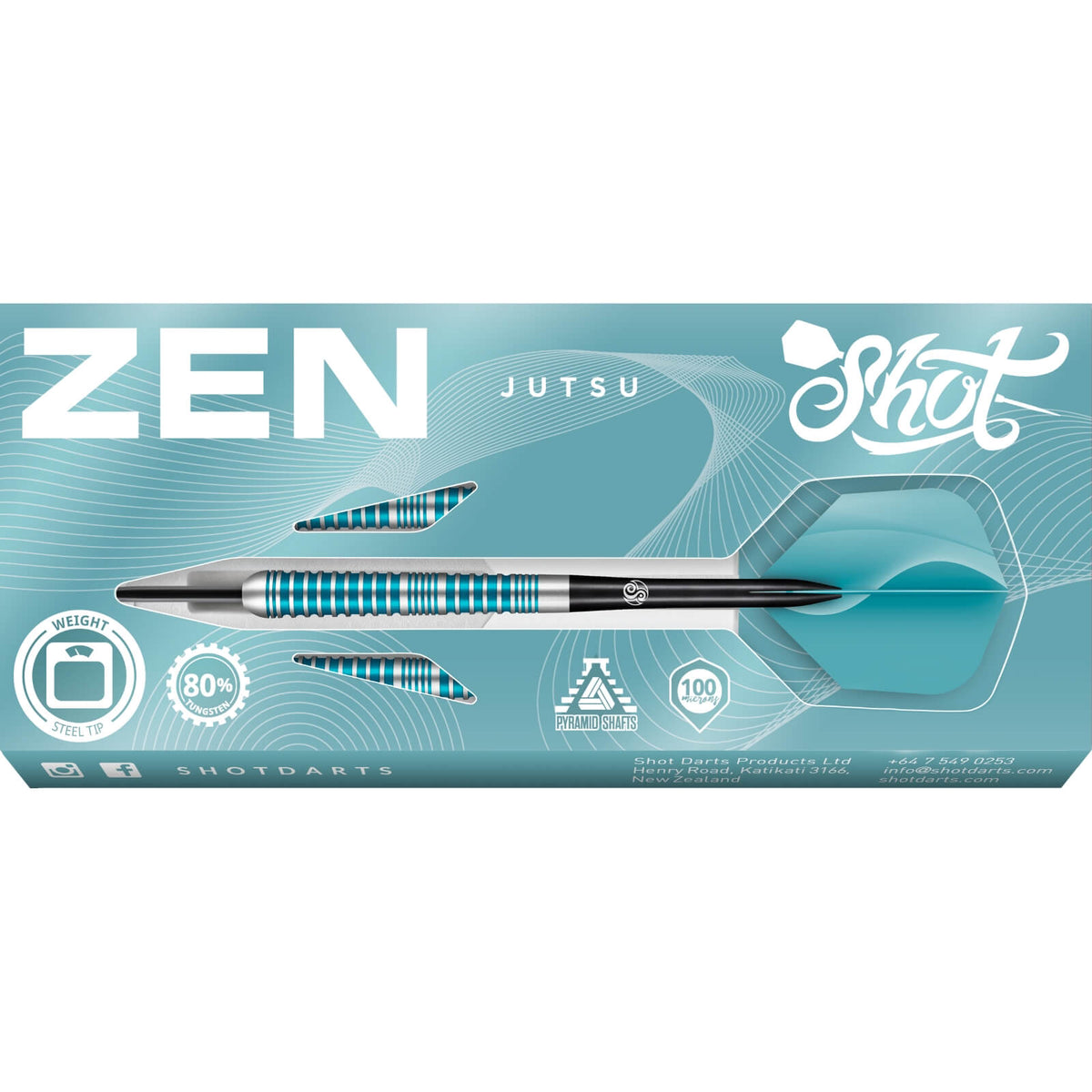 Darts - Shot - Zen Jutsu 2.0 Darts - Steel Tip - 80% Tungsten - 23g 24g 25g 