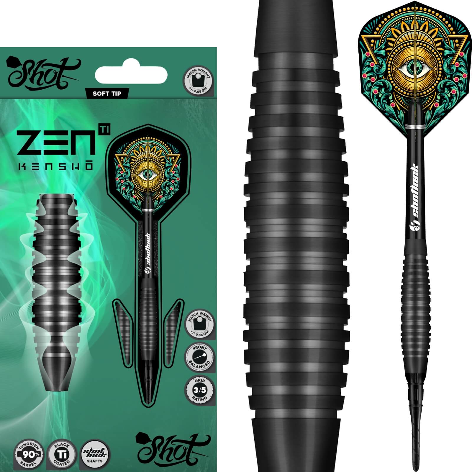 Shot - Zen Kensho Darts - Soft Tip - 90% Tungsten - 18g 20g
