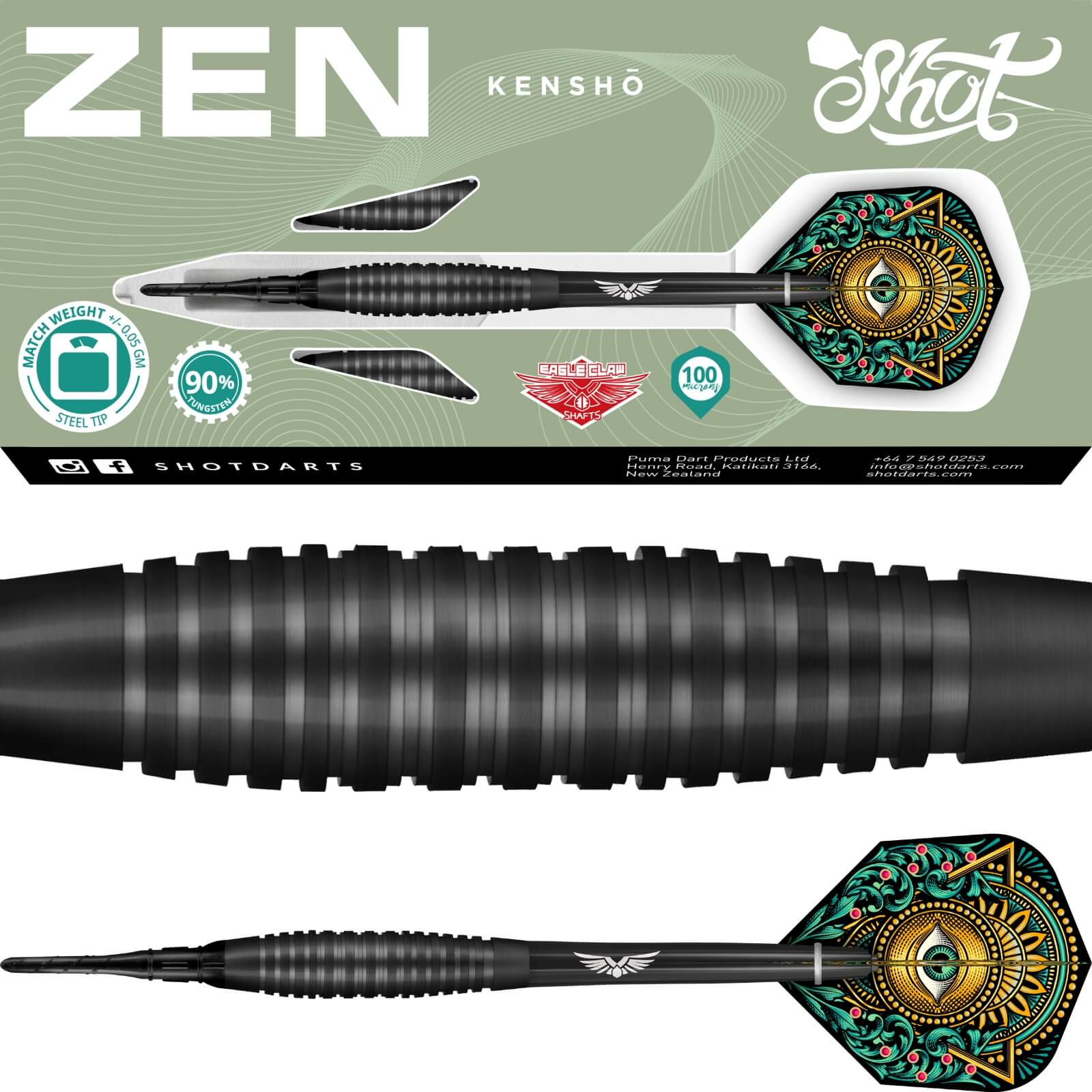 Darts - Shot - Zen Kensho Darts - Soft Tip - 90% Tungsten - 18g 20g
