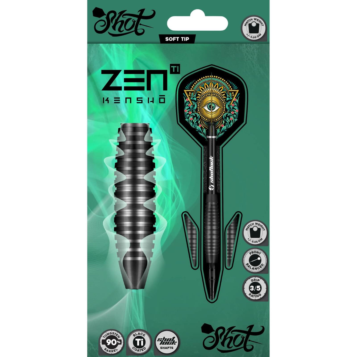 Shot - Zen Kensho Darts - Soft Tip - 90% Tungsten - 18g 20g