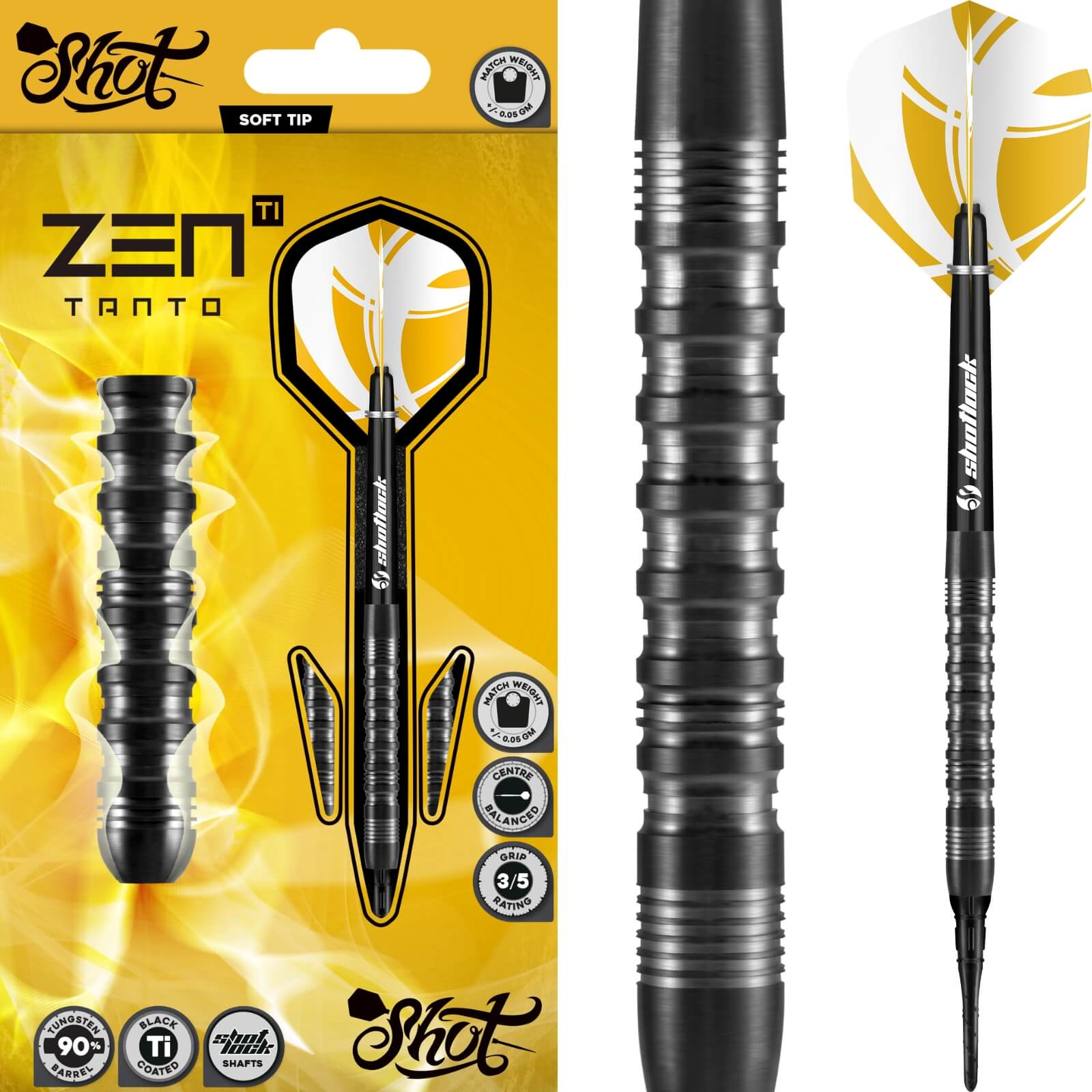 Shot - Zen Tanto Darts - Soft Tip - 90% Tungsten - 18g 20g