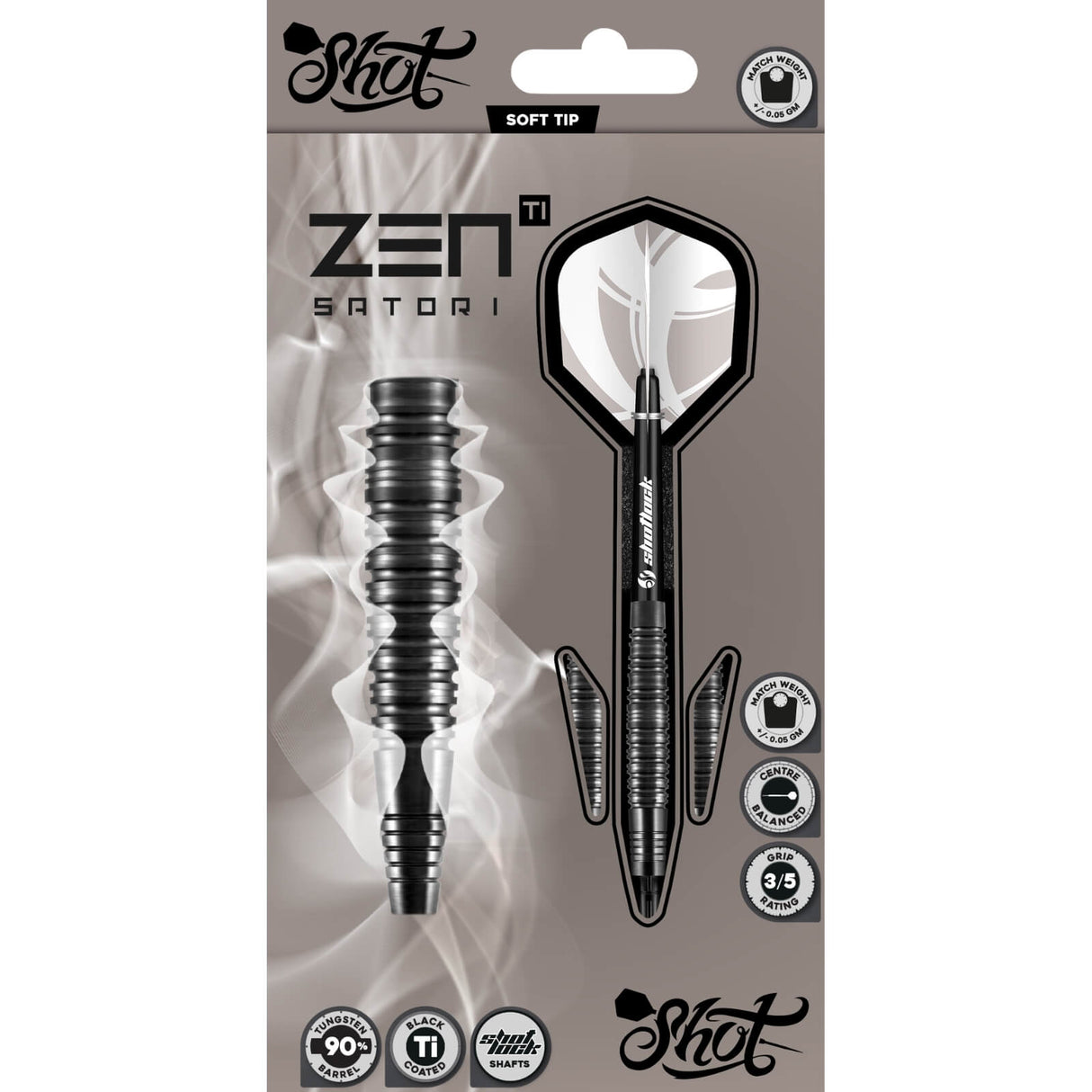 Shot - Zen Satori Darts - Soft Tip - 90% Tungsten - 18g 20g -