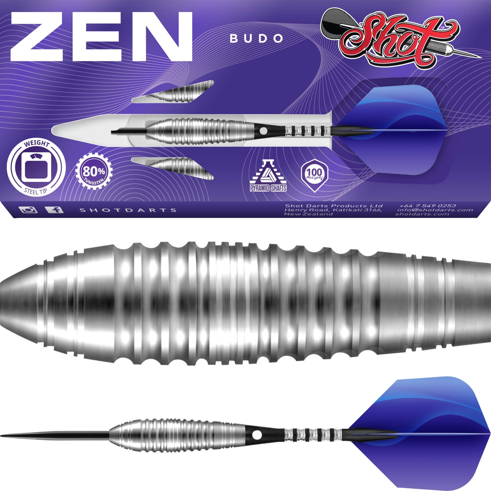 Darts - Shot - Zen Budo Darts - Steel Tip - 80% Tungsten - 23g 24g 26g 