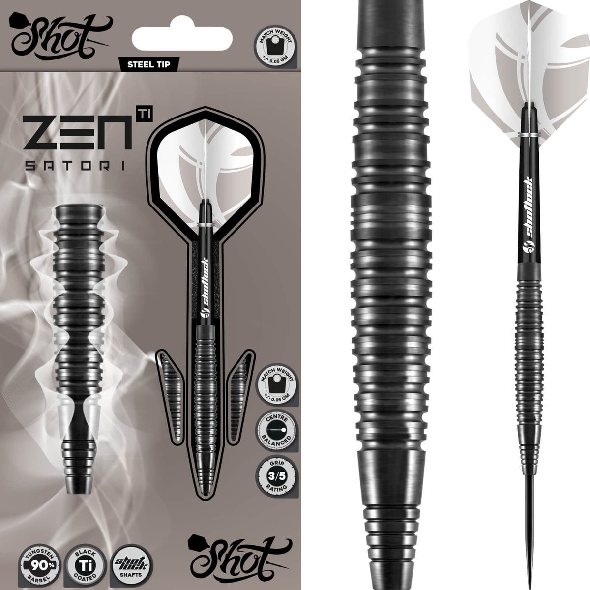 Shot - Zen Satori Darts - 90% Tungsten - 23g 24g 25g -