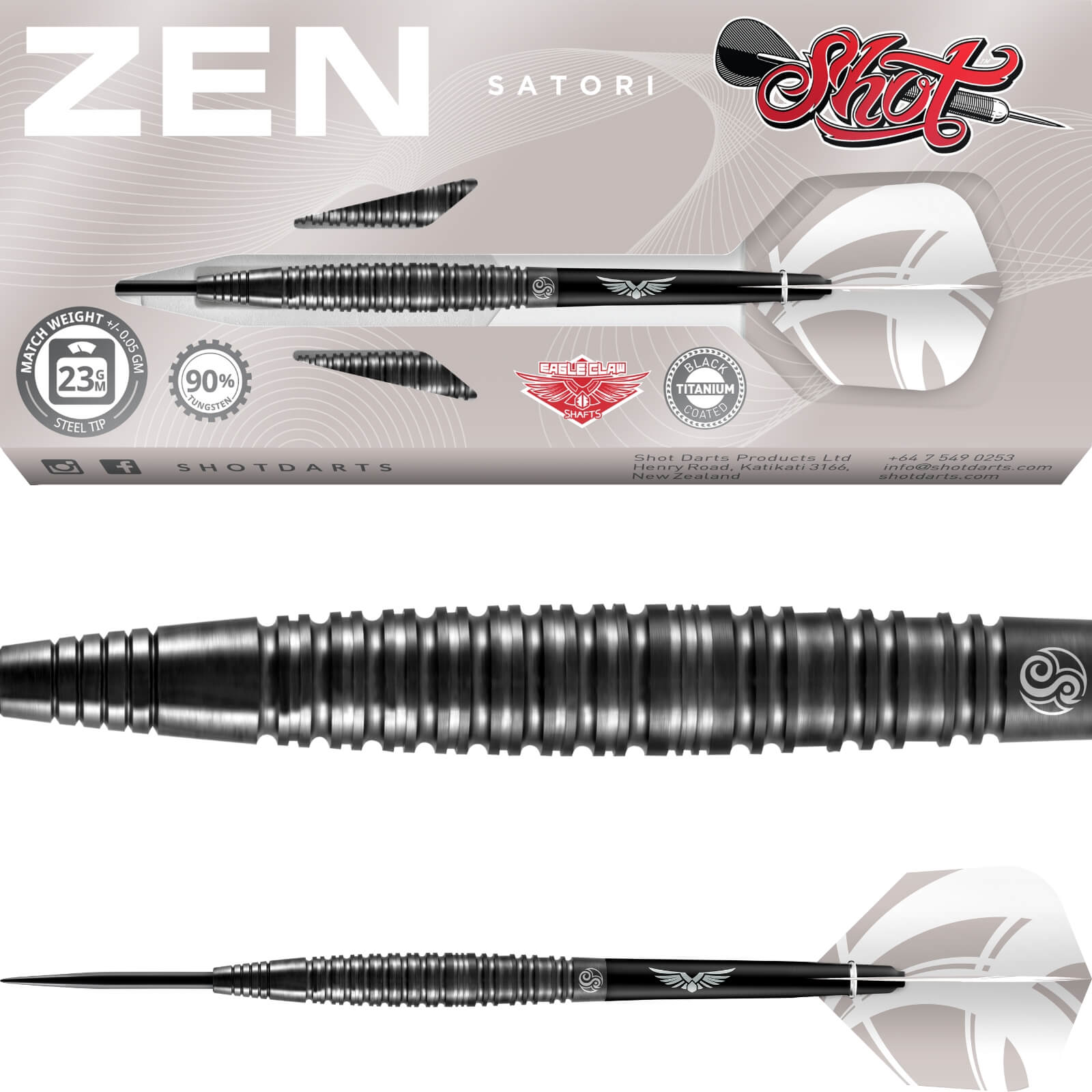 Darts - Shot - Zen Satori Darts - Steel Tip - 90% Tungsten - 23g 24g 25g 