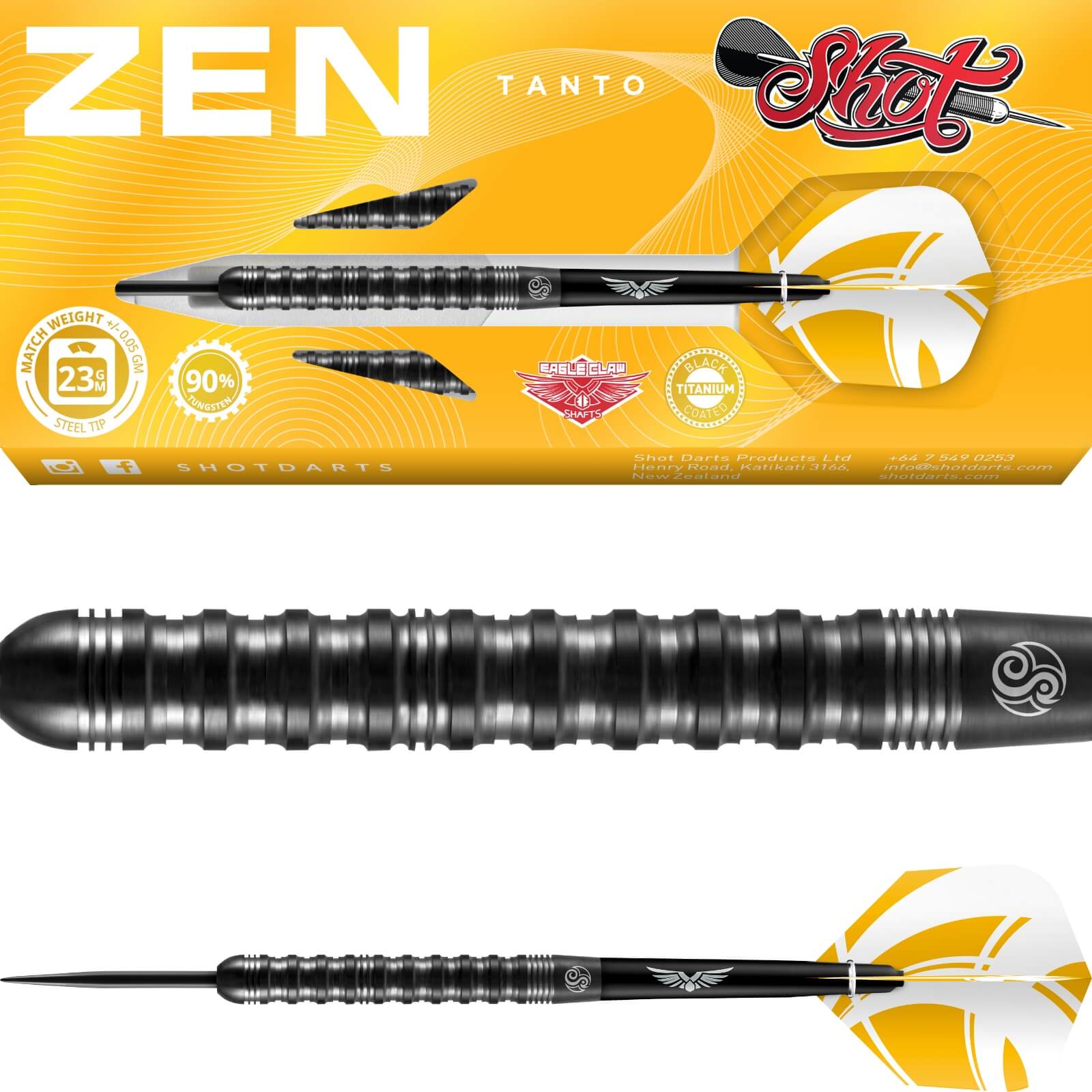 Darts - Shot - Zen Tanto Darts - Steel Tip - 90% Tungsten - 23g 24g 25g 