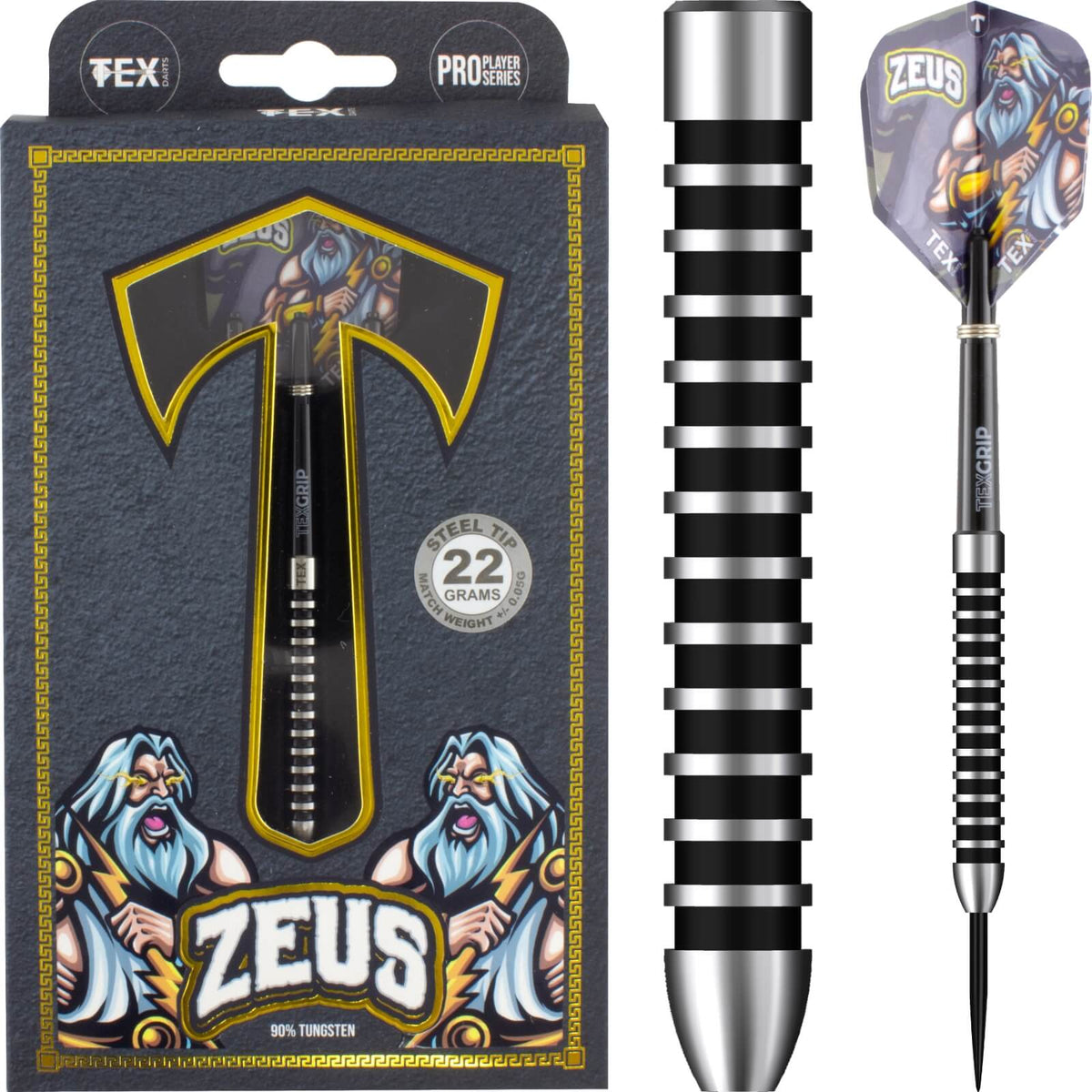 Darts - Tex - Zeus Darts - Steel Tip - 90% Tungsten - 22g 24g 