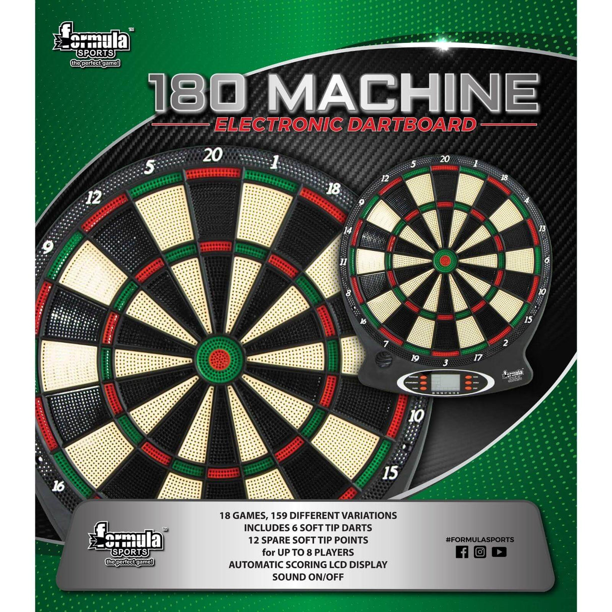 Formula Sports - 180 Machine Electronic Soft Tip Dartboard -
