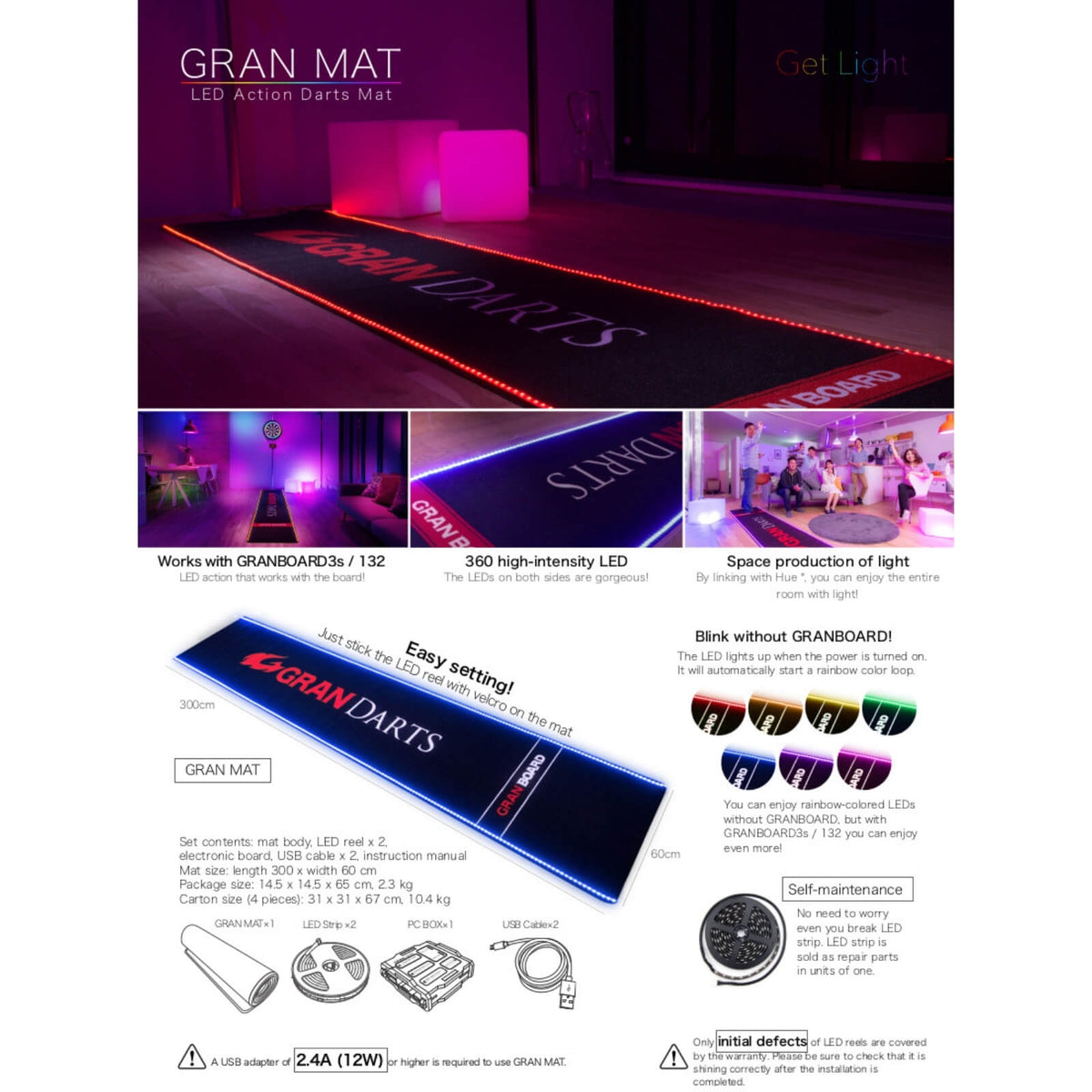Dart Mats - Gran Darts - GranBoard LED Action Mat 