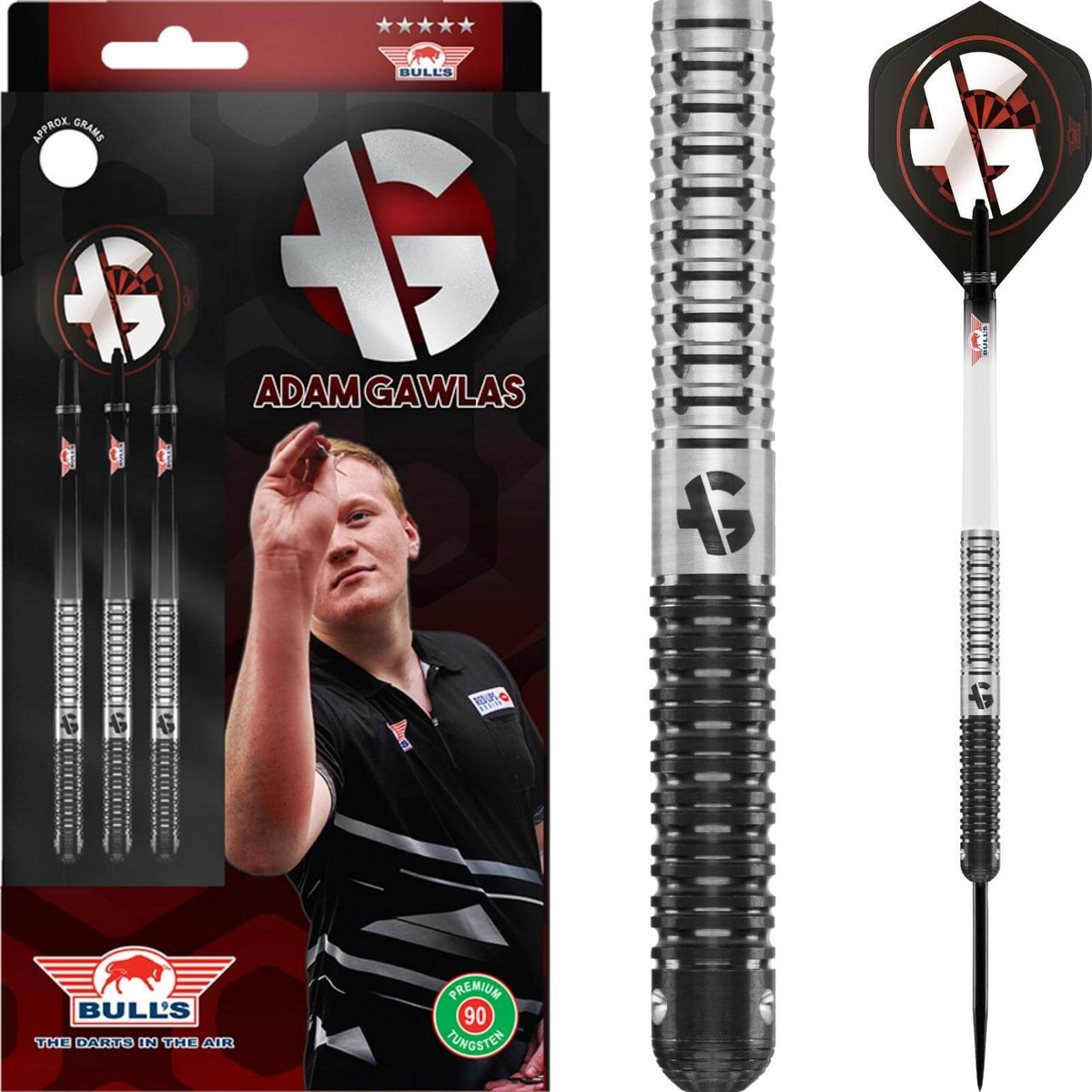 Darts - Bull&#39;s NL - Adam Gawlas Darts - Steel Tip - 90% Tungsten - 21g 23g 25g 