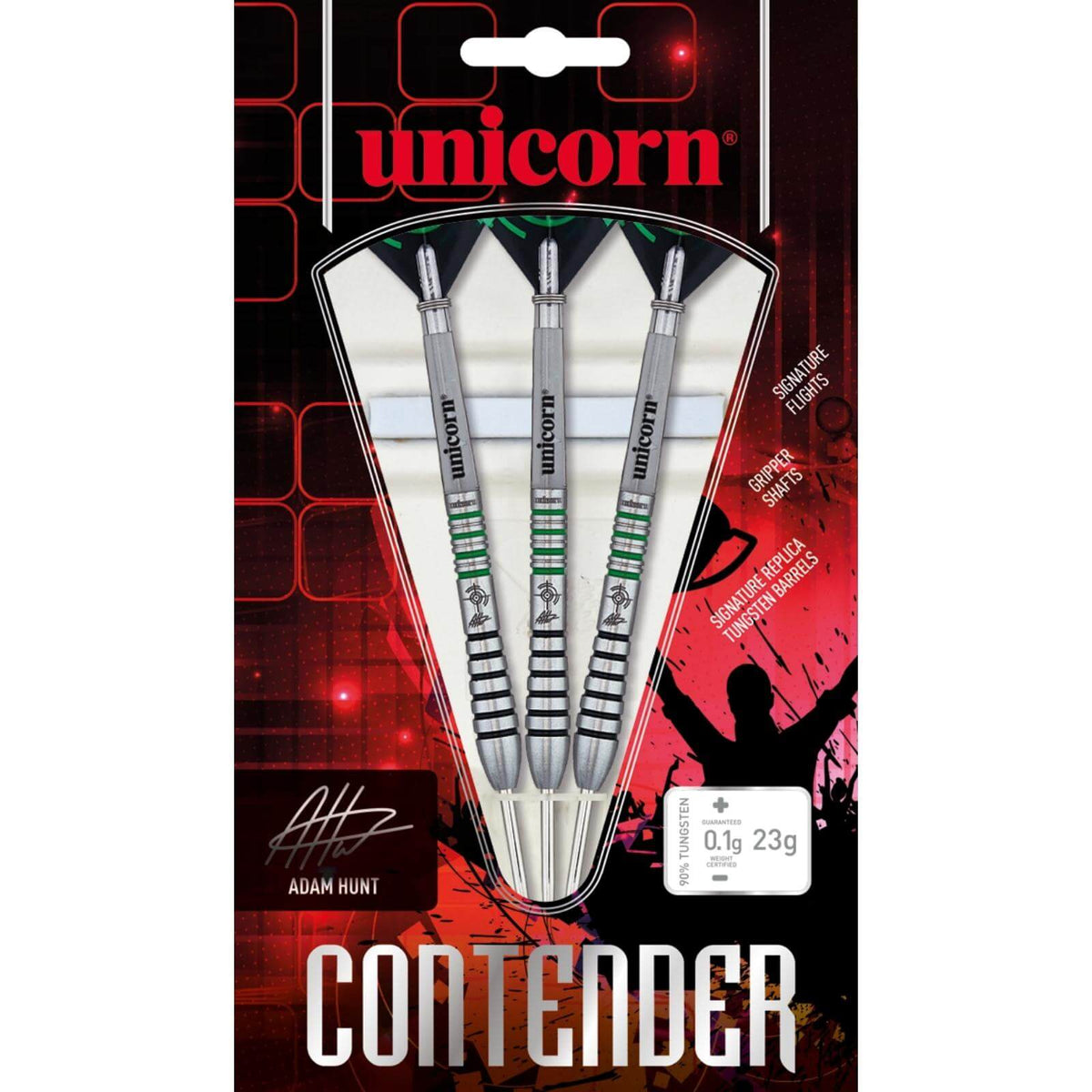 Darts - Unicorn - Adam Hunt Darts - Steel Tip - 90% Tungsten - 23g 