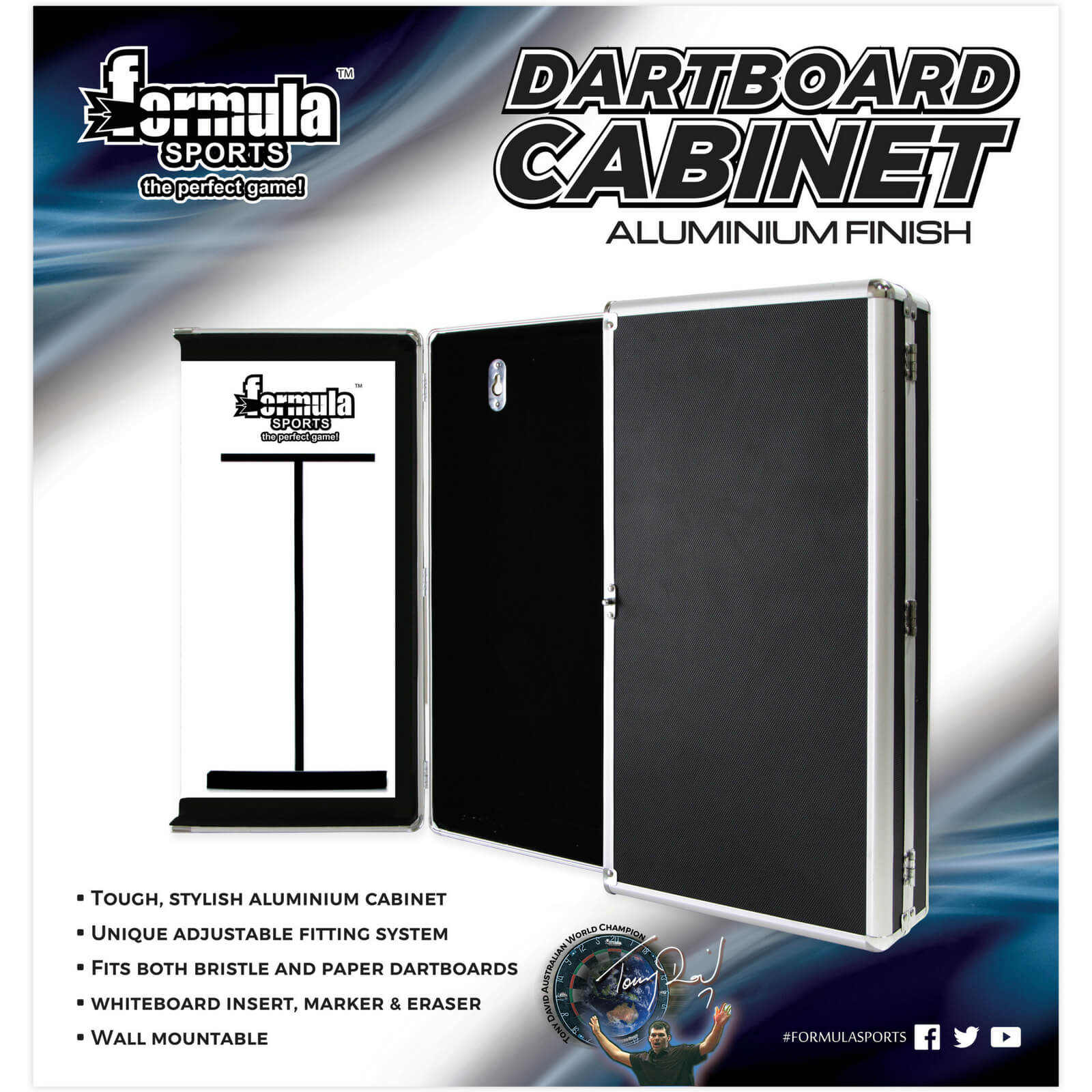 Dartboard Accessories - Formula Sports - Aluminium Dartboard Cabinet 