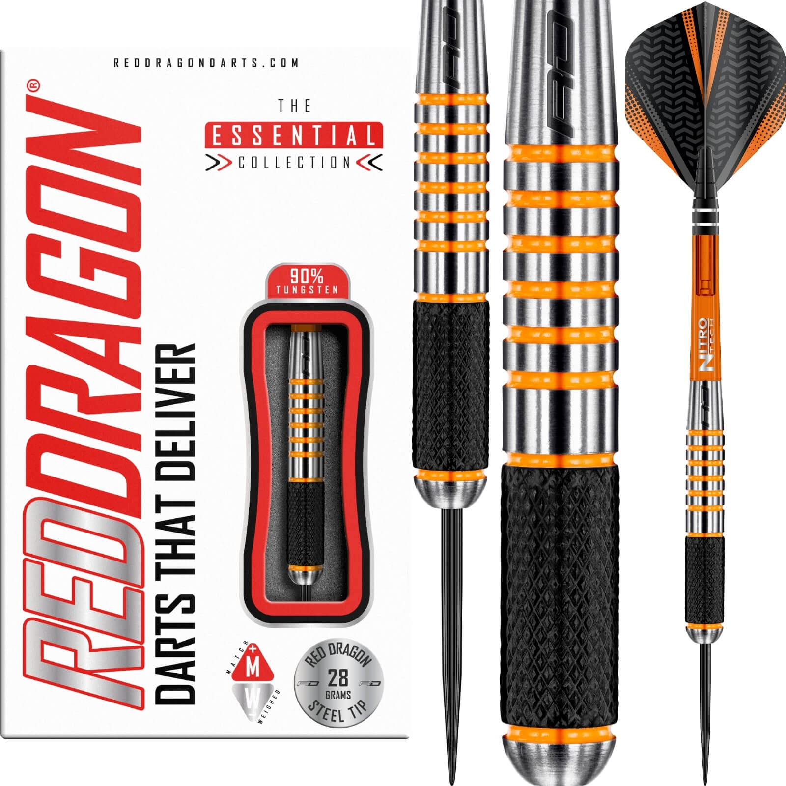 Darts - Red Dragon - Amberjack 9 Darts - Steel Tip - 90% Tungsten - 28g 