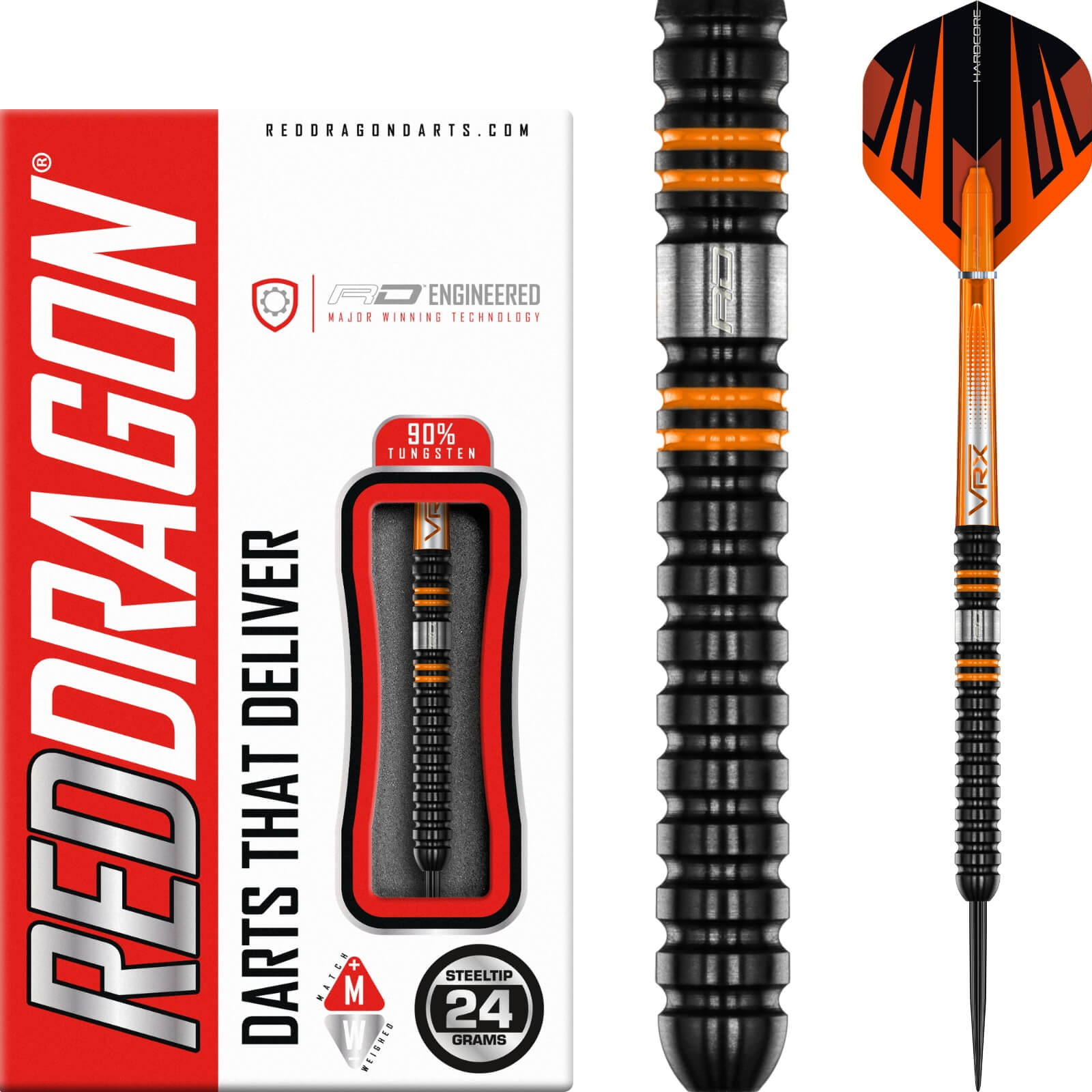 Darts - Red Dragon - Amberjack Pro 1 Darts - Steel Tip - 90% Tungsten - 22g 24g 26g 