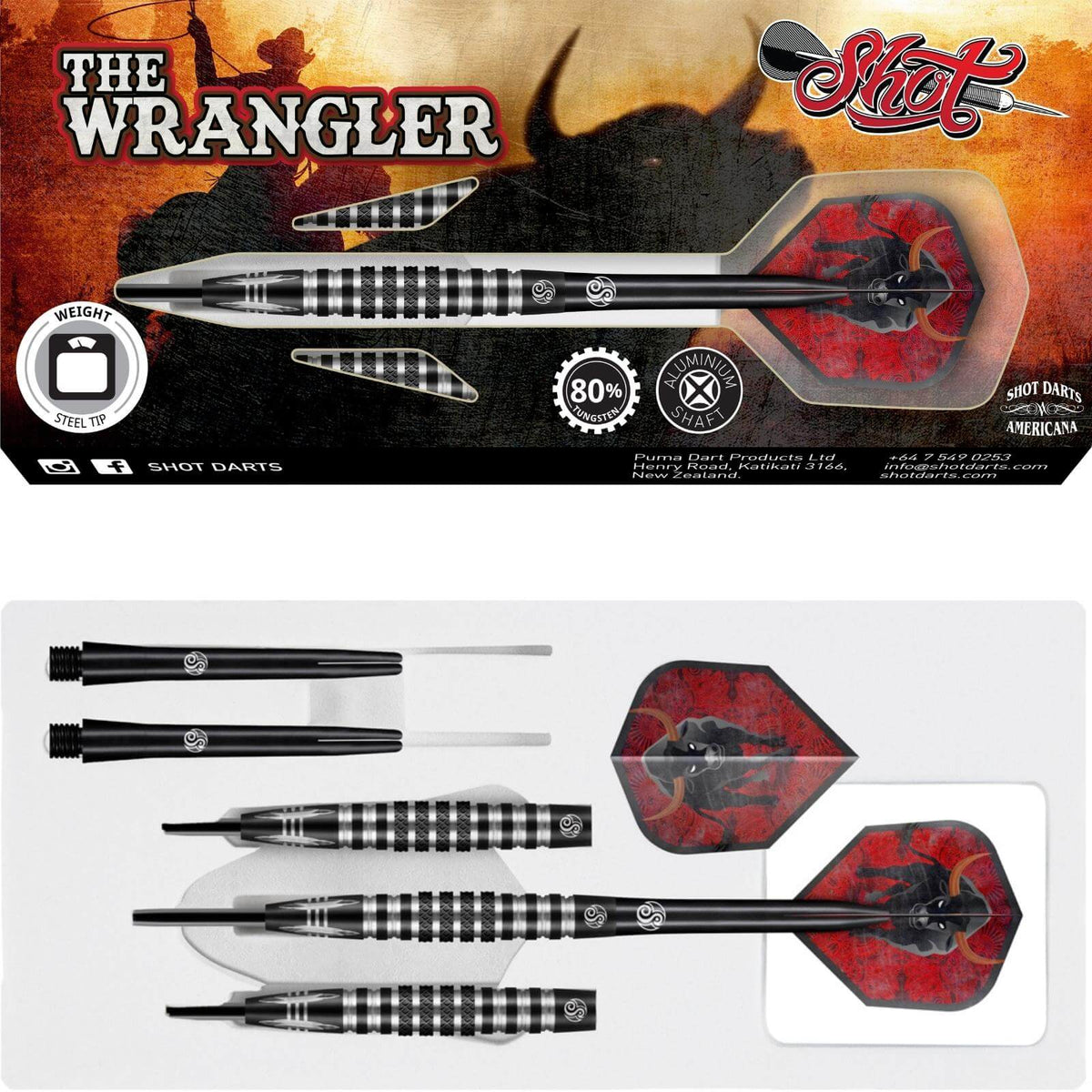 Darts - Shot - Americana The Wrangler Darts - Steel Tip - 80% Tungsten - 23g 24g 25g 