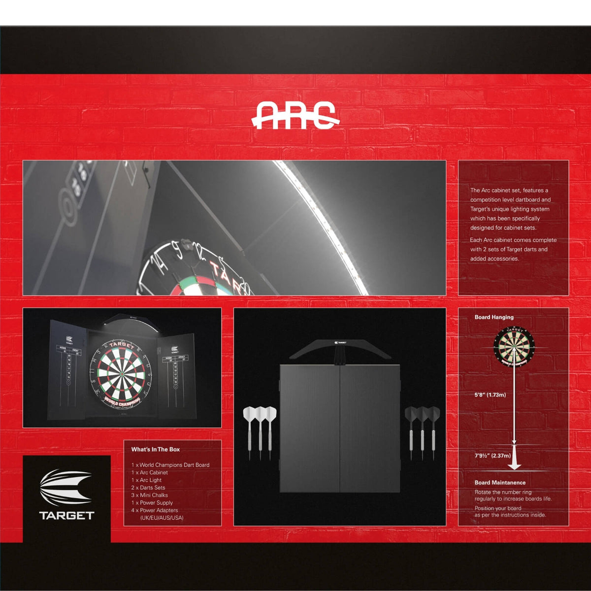 Dartboards - Target - Arc Dartboard and Lighting Cabinet Set 