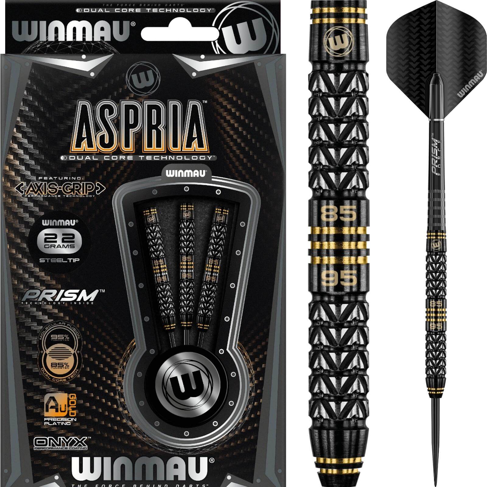 Darts - Winmau - Aspria Dual Core Darts - Steel Tip - 85%/95% Tungsten - 22g 24g 
