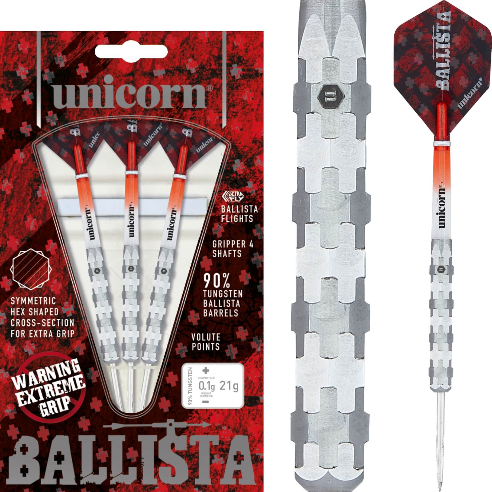 Darts - Unicorn - Ballista Style 1 Darts - Steel Tip - 90% Tungsten - 21g 23g 25g 