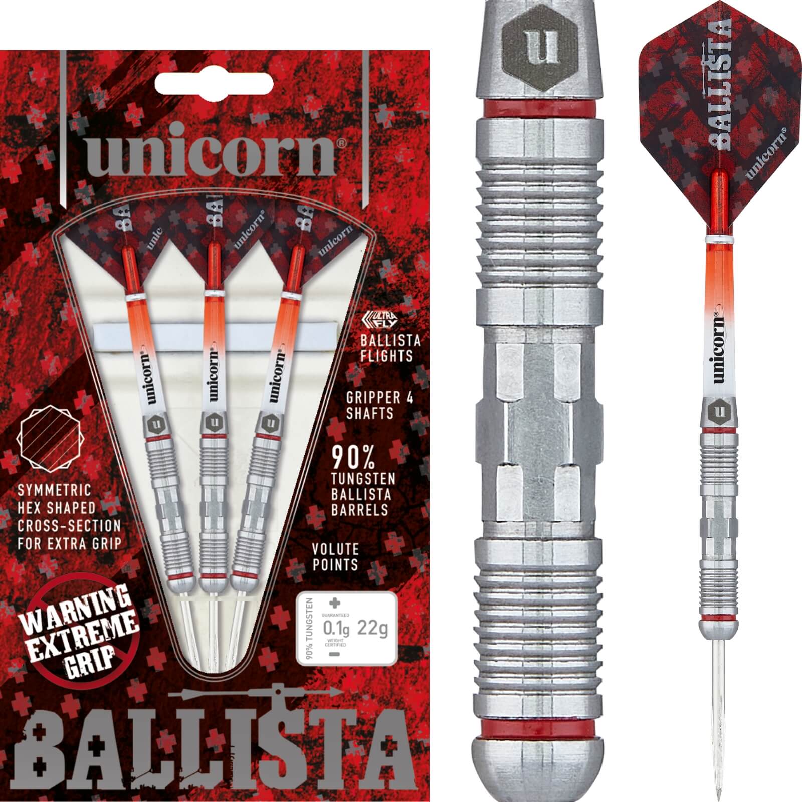 Darts - Unicorn - Ballista Style 2 Darts - Steel Tip - 90% Tungsten - 22g 24g 26g 