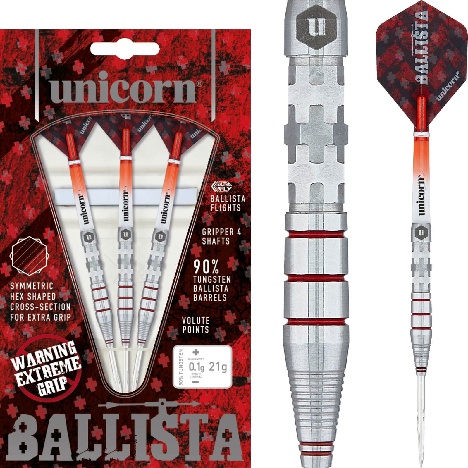 Darts - Unicorn - Ballista Style 3 Darts - Steel Tip - 90% Tungsten - 21g 23g 25g 