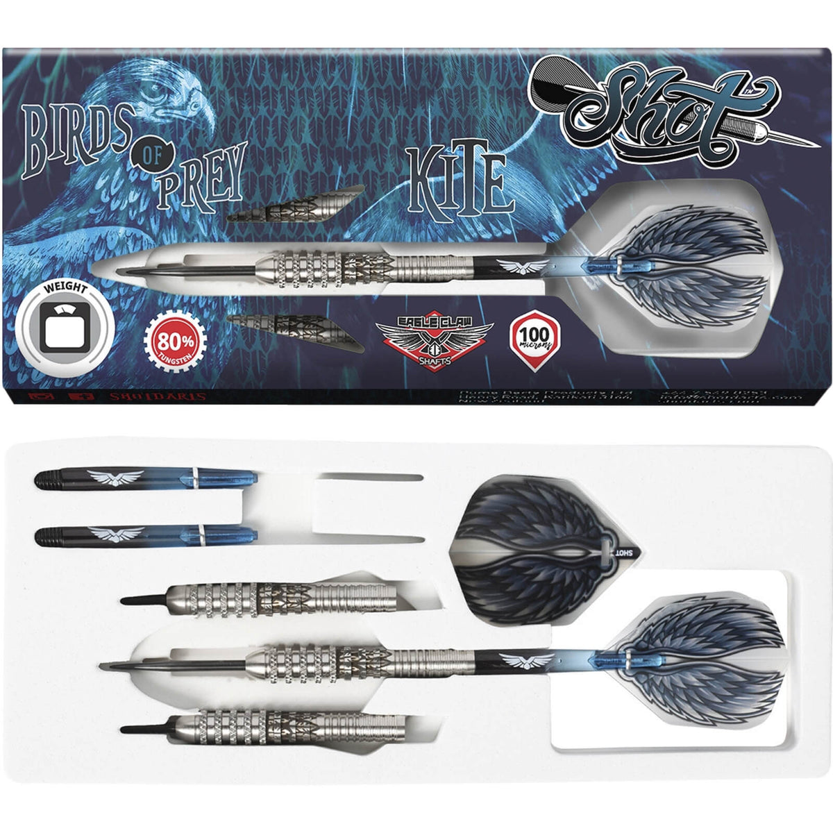 Darts - Shot - Birds of Prey Kite Darts - Steel Tip - 80% Tungsten - 21g 23g 25g 