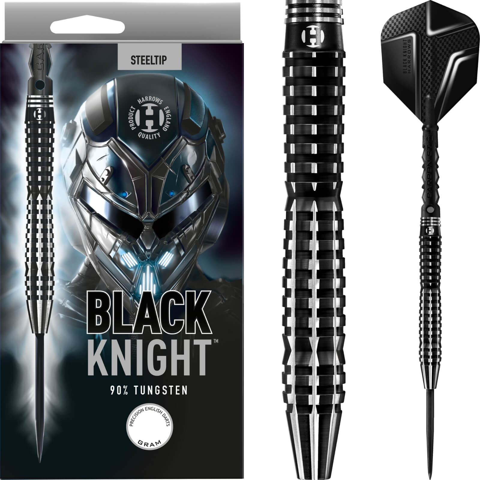 Darts - Harrows - Black Knight Darts - Steel Tip - 90% Tungsten - 21g 22g 23g 24g 25g 26g 
