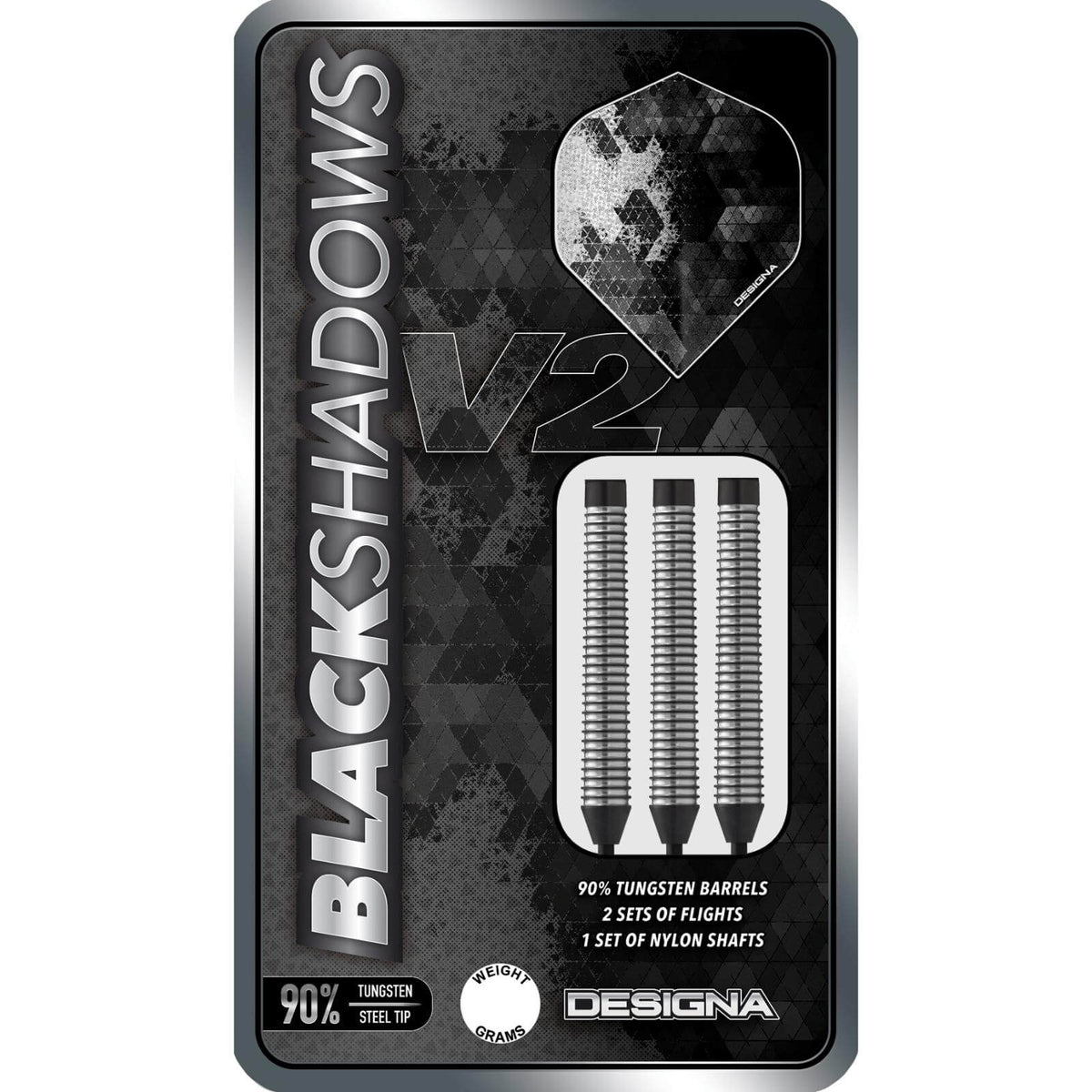 Darts - Designa - Black Shadow V2 M4 Darts - Steel Tip - 90% Tungsten - 22g 24g 26g 