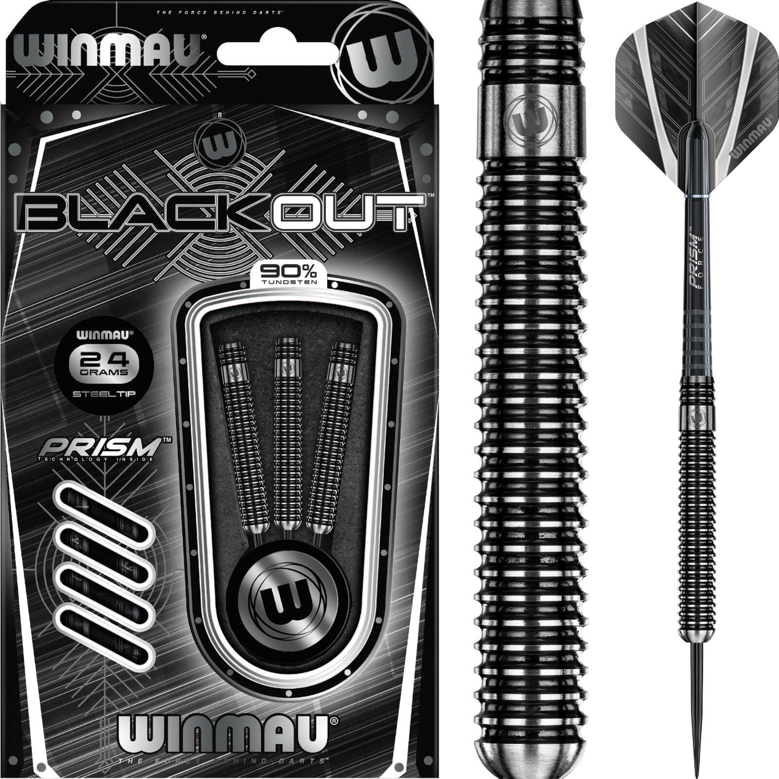 Darts - Winmau - Blackout Darts - Steel Tip - 90% Tungsten - 21g 22g 23g 24g 25g 26g 28g 