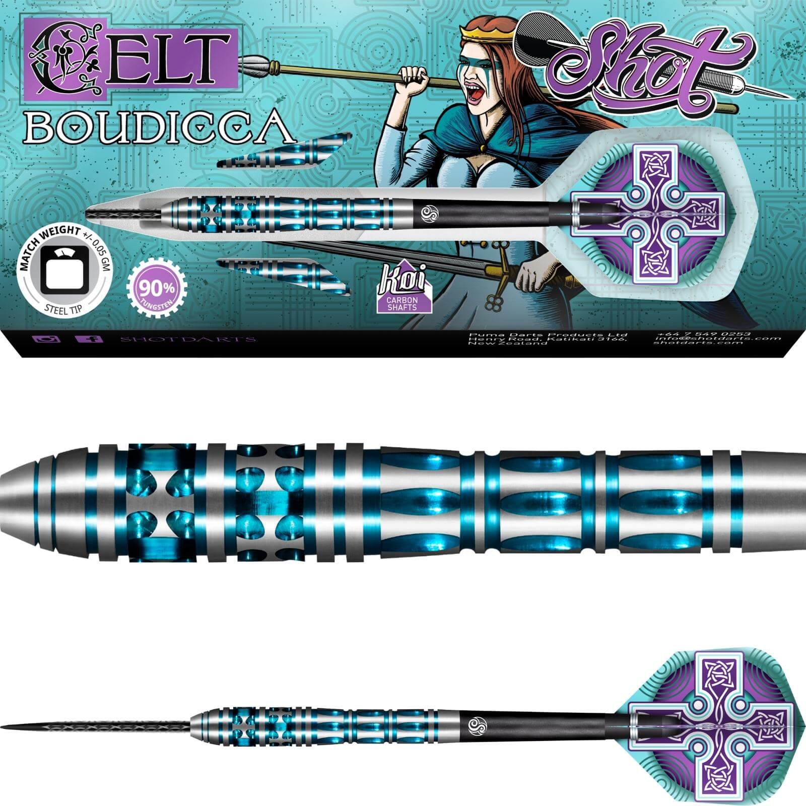 Darts - Shot - Celt Boudicca Darts - Steel Tip - 90% Tungsten - 23g 24g 25g 26g 