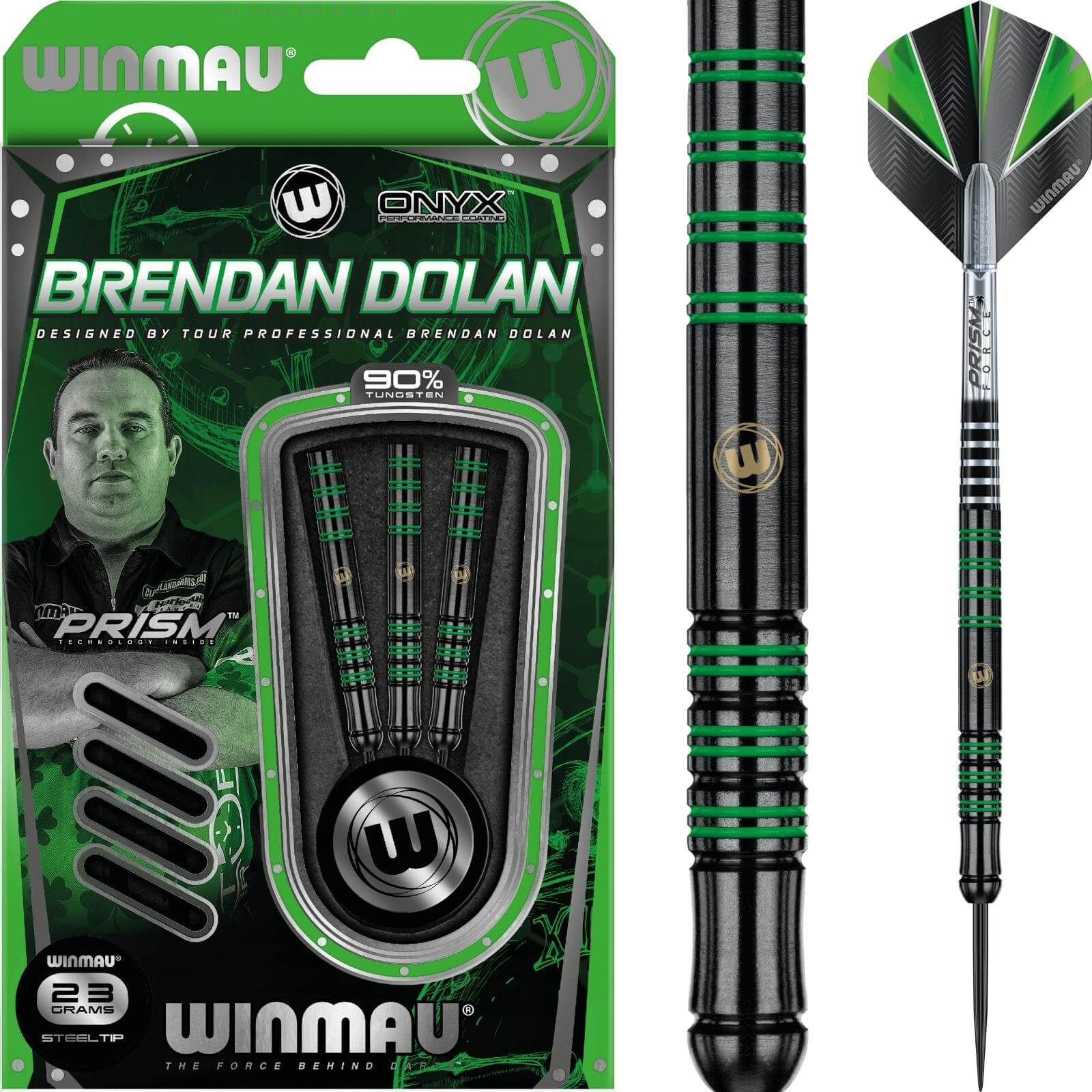 Darts - Winmau - Brendan Dolan Darts - Steel Tip - 90% Tungsten - 23g 25g 