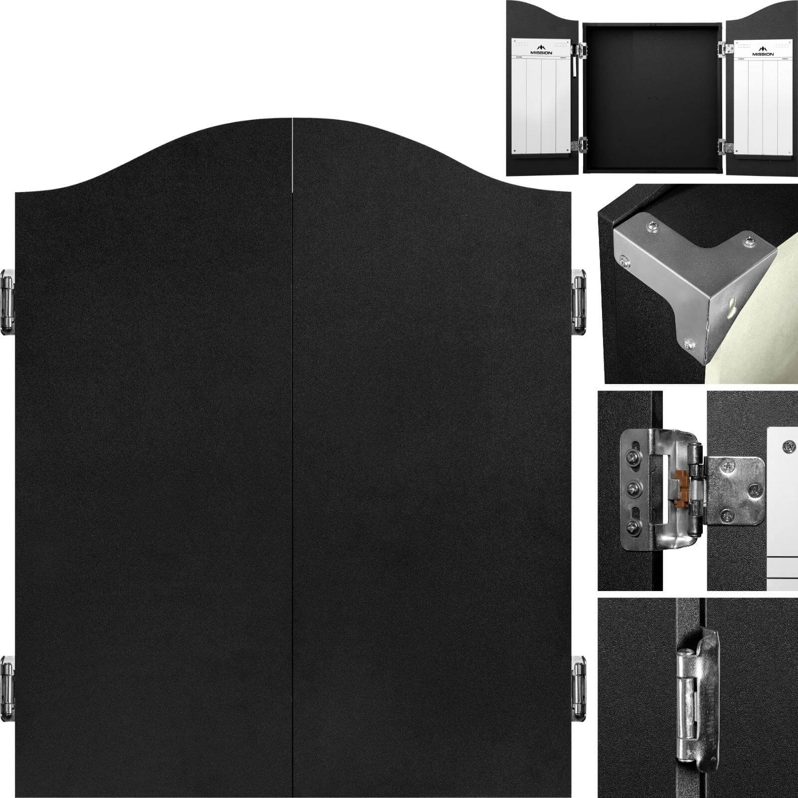 Dartboard Accessories - Mission - Dartboard Cabinet - Deluxe Quality - Plain Black 