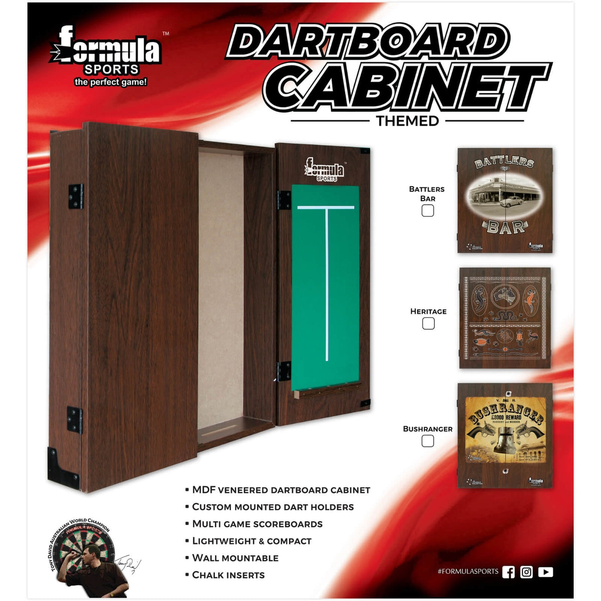 Dartboard Accessories - Formula Sports - Battlers Bar Dartboard Cabinet 