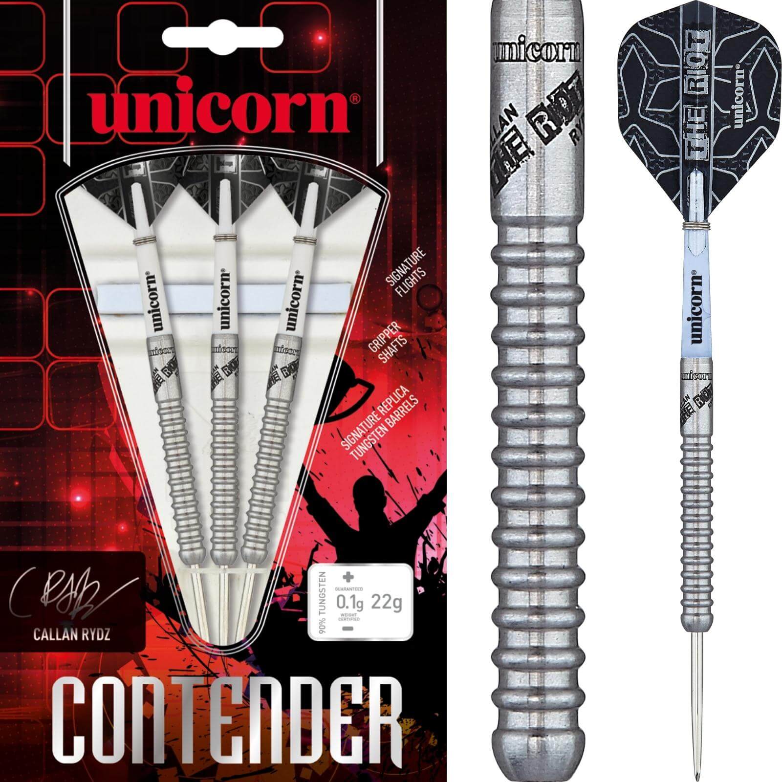 Darts - Unicorn - Callan Rydz Darts - Steel Tip - 90% Tungsten - 22g 