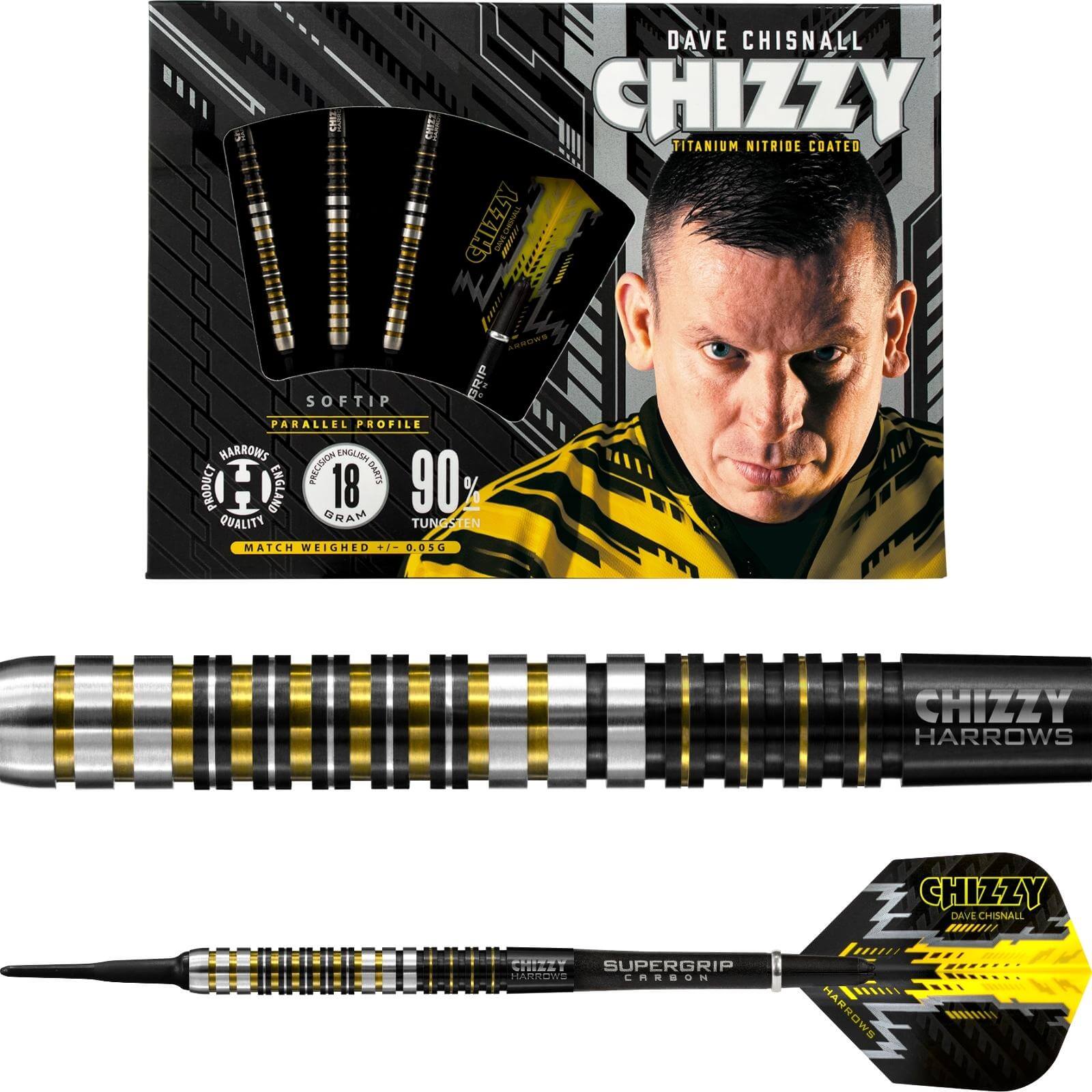 Darts - Harrows - Chizzy - Dave Chisnall Darts - Soft Tip - 90% Tungsten - 18g 20g 22g 
