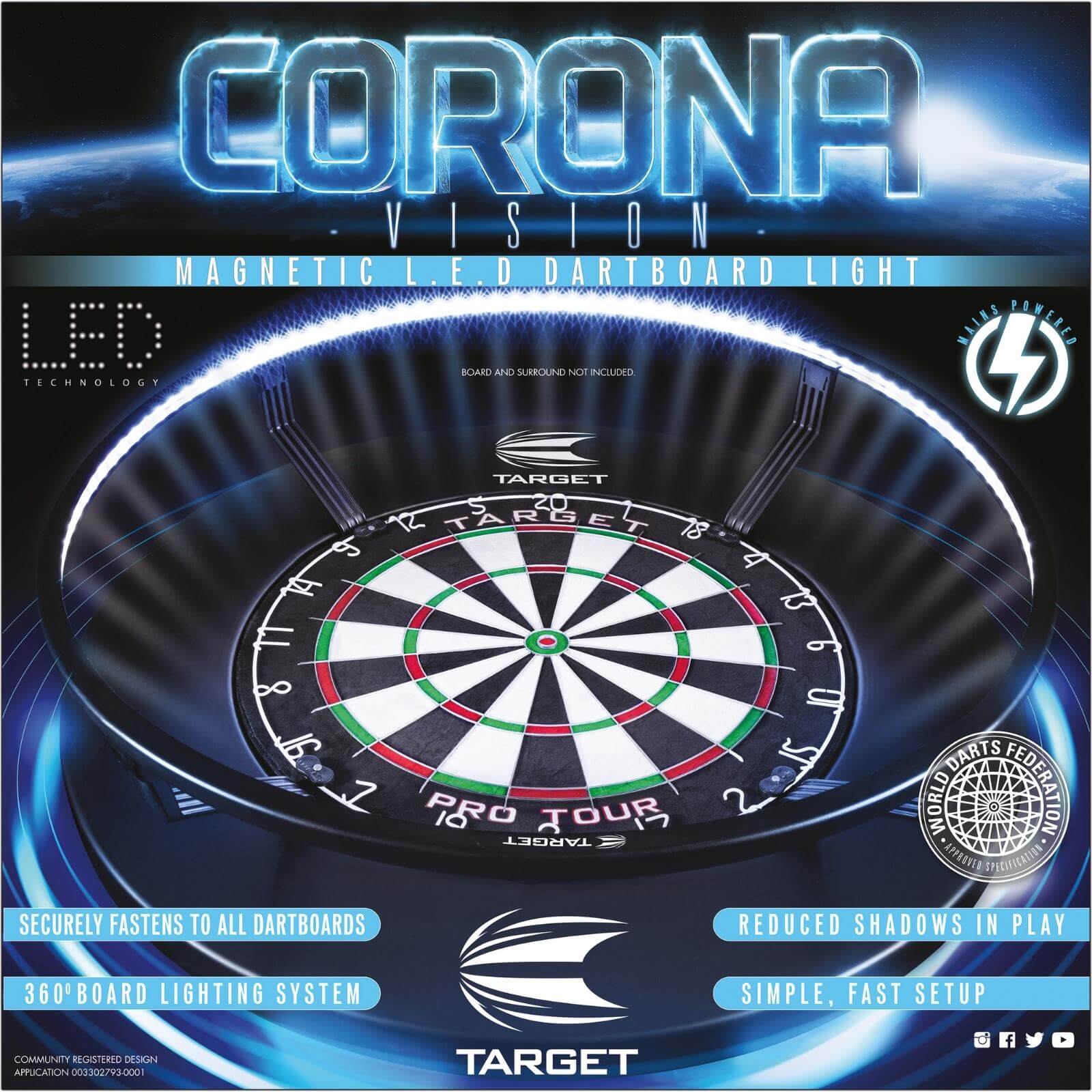 Dartboard Accessories - Target - Corona Vision LED Dartboard Light 