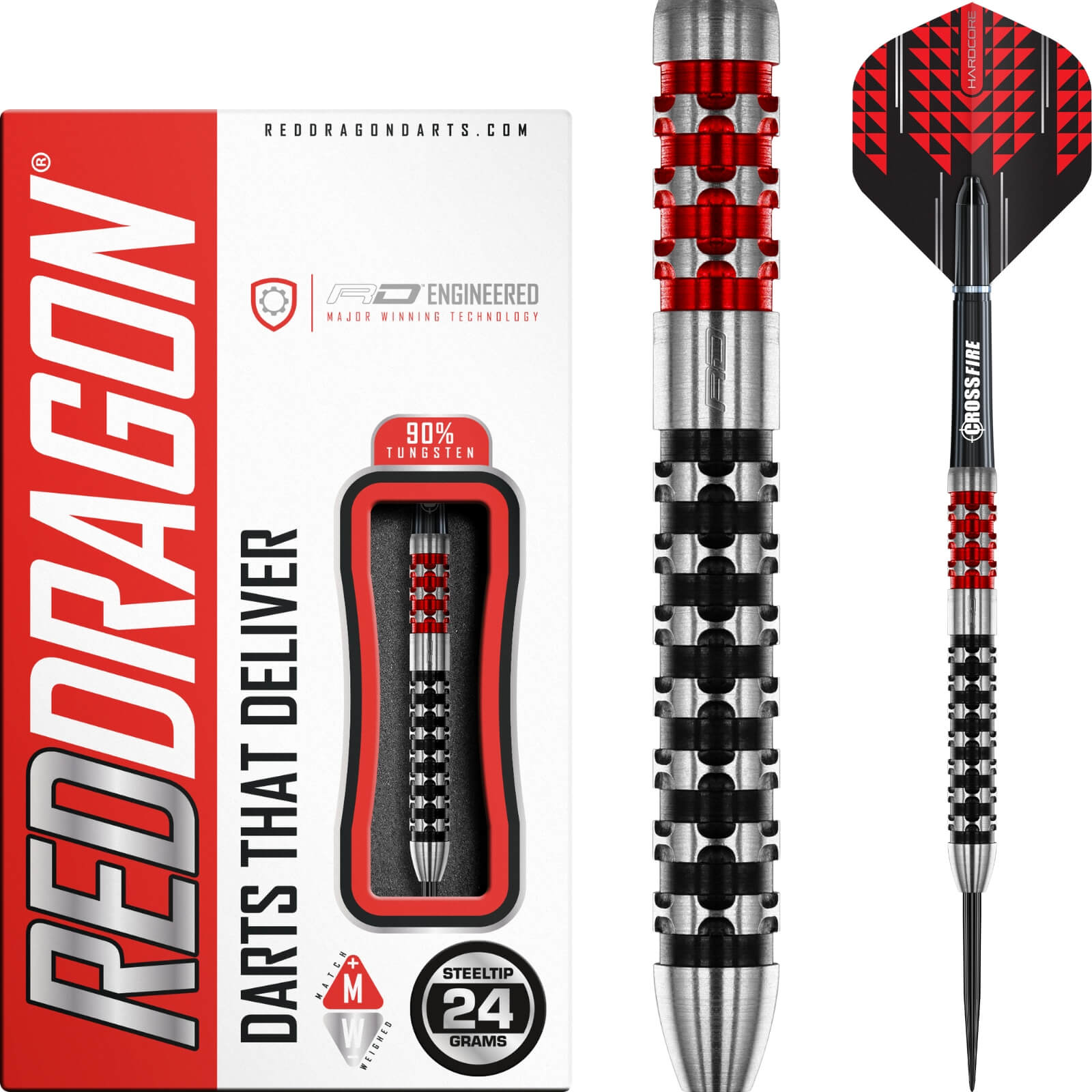 Darts - Red Dragon - Crossfire Darts - Steel Tip - 90% Tungsten - 22g 24g 26g 