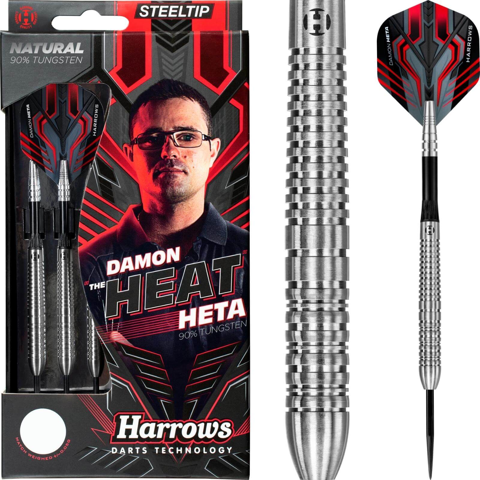 Darts - Harrows - Damon Heta Natural Darts - Steel Tip - 90% Tungsten - 21g 23g 25g 
