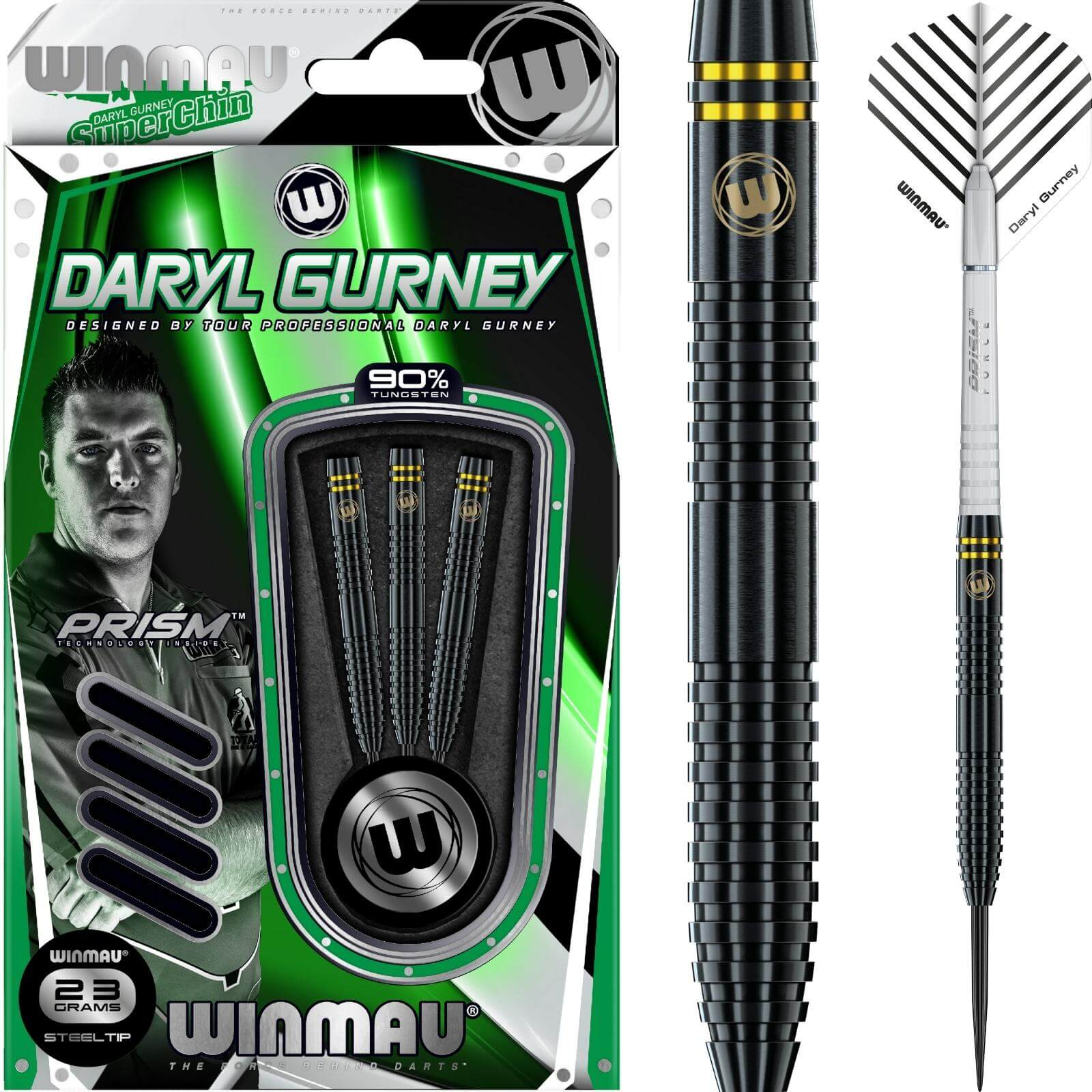 Darts - Winmau - Daryl Gurney Black Special Edition Darts - Steel Tip - 90% Tungsten - 23g 25g 