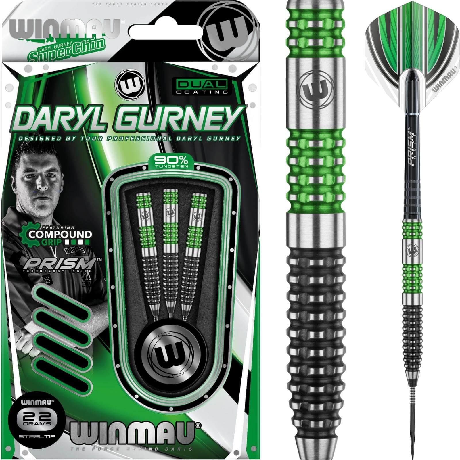 Darts - Winmau - Daryl Gurney Darts - Steel Tip - 90% Tungsten - 22g 24g 