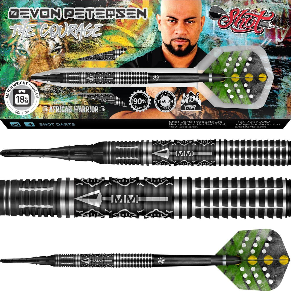 Shot - Devon Petersen Courage Darts - Soft Tip - 90% Tungsten - 18g 20g