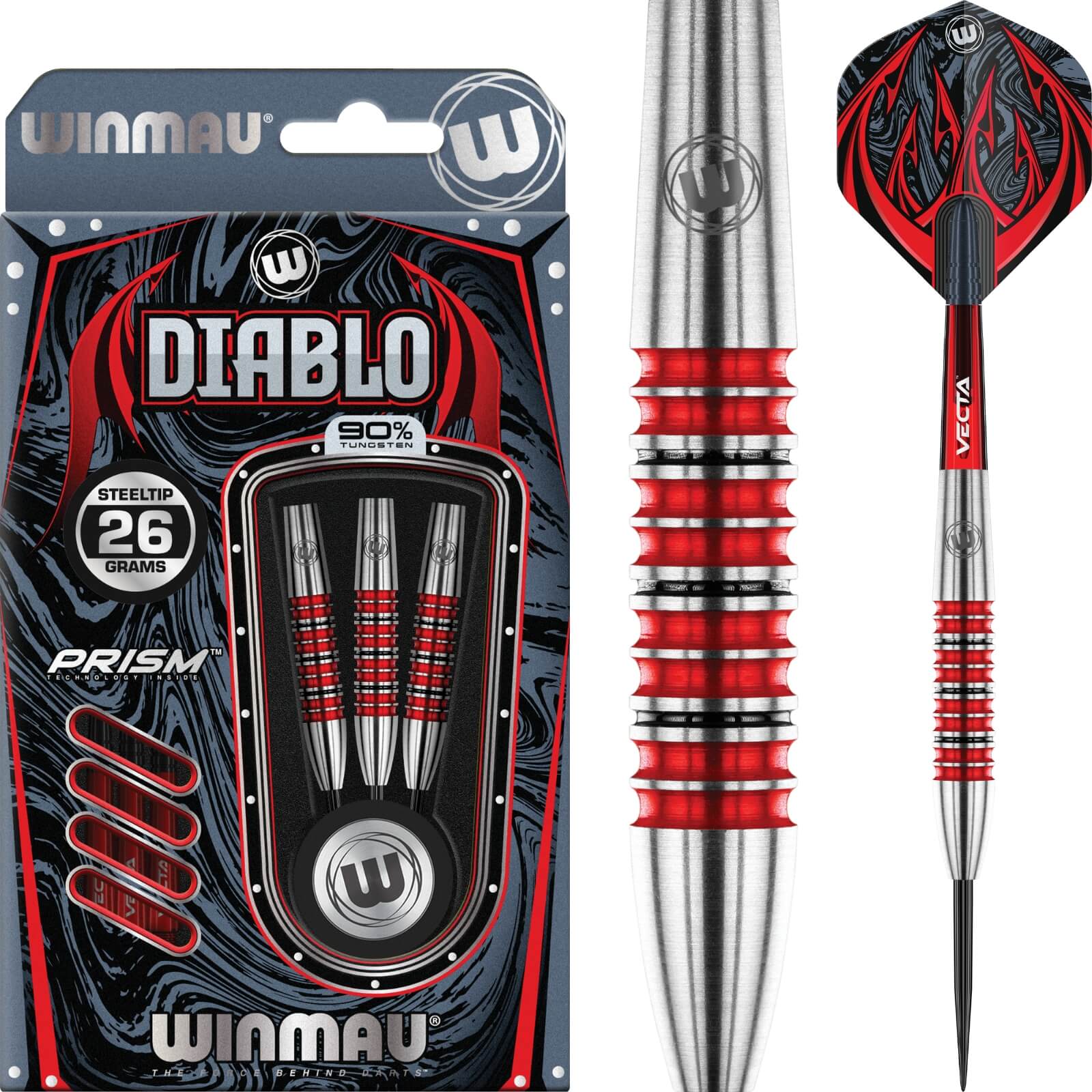 Darts - Winmau - Diablo Darts - Steel Tip - 90% Tungsten - 24g 26g 28g 